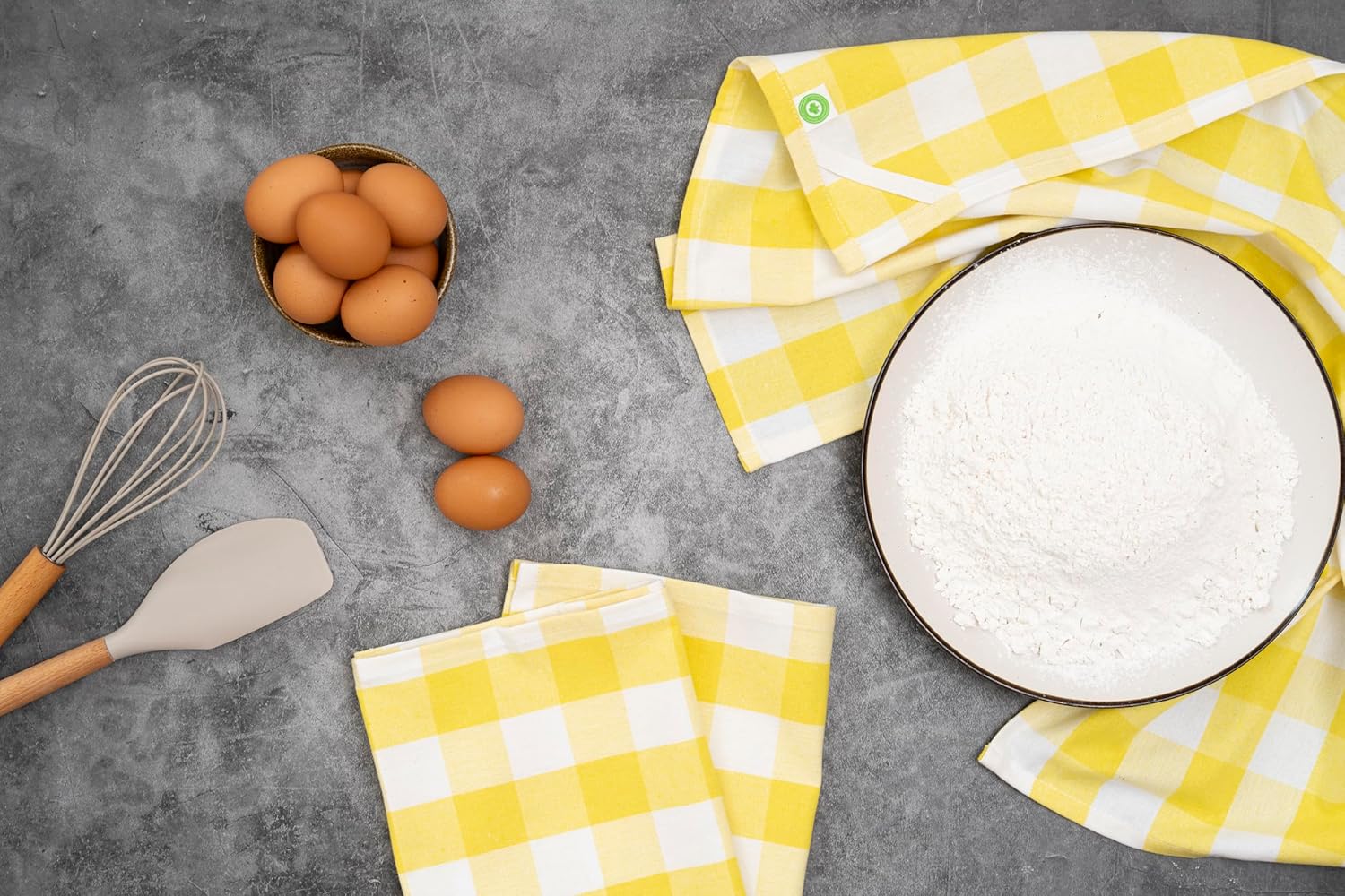 Yellow Dish Towels - Highly Absorbent, Lint-Free, 100% Cotton, Large Size, 30"x20", 6 Pack, Soft Fabric Yellow Kitchen Towels - Durable and Versatile Tea Towels Set with Hanging Loop (6 Pack)