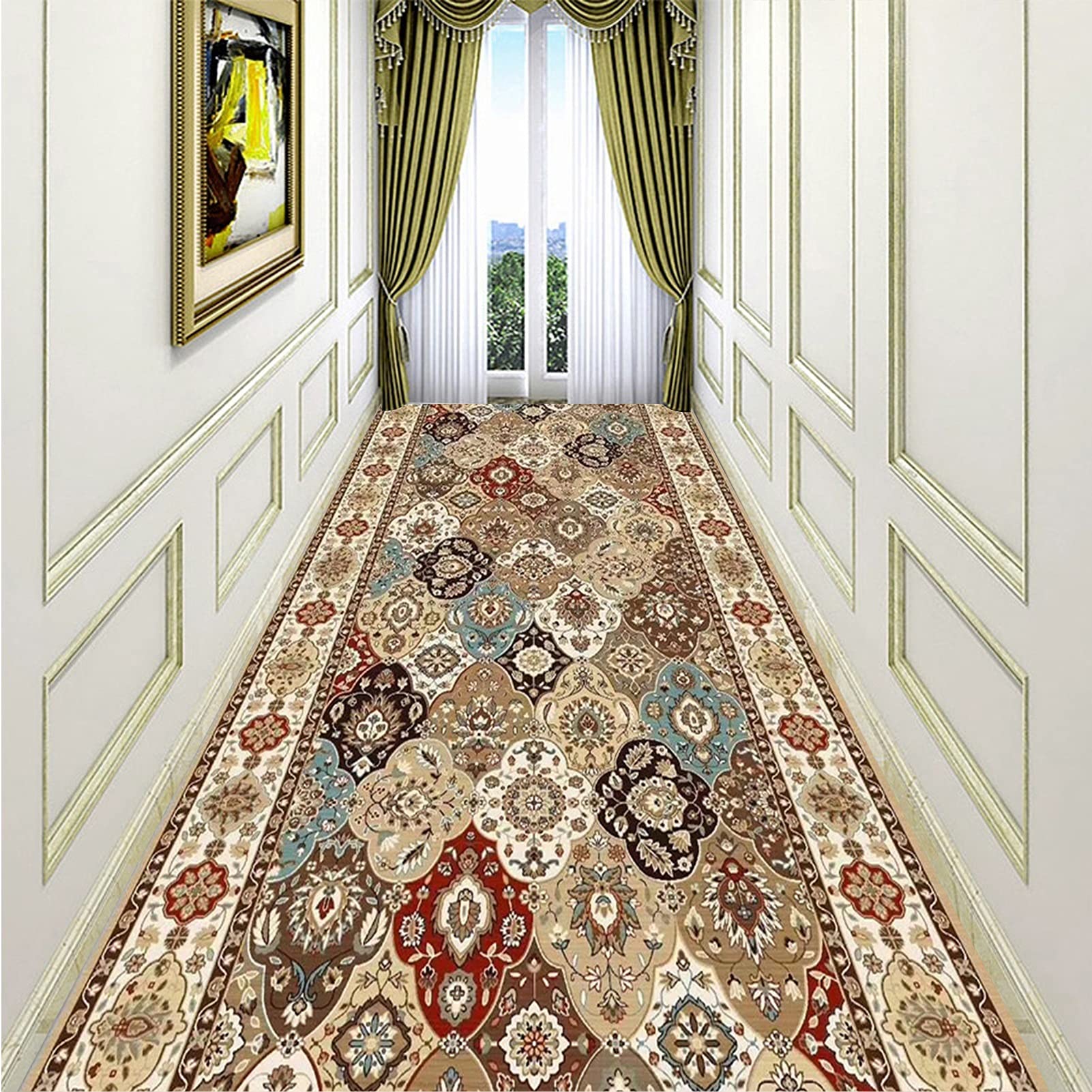 Retro corridori tappeti Lunghi con Supporto Antiscivolo, Ingresso Salotto Runner Tappeto Lavabile 1 m / 1,5m / 2m / 2,5m / 3m / 3,5m / 4m / 4,5m / 5m / 5,5 m / 6m tappetini da Terra