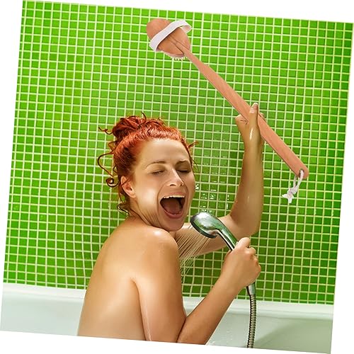 Long Handle Wooden Shower Brush - Soft Bristles Back Scrubber