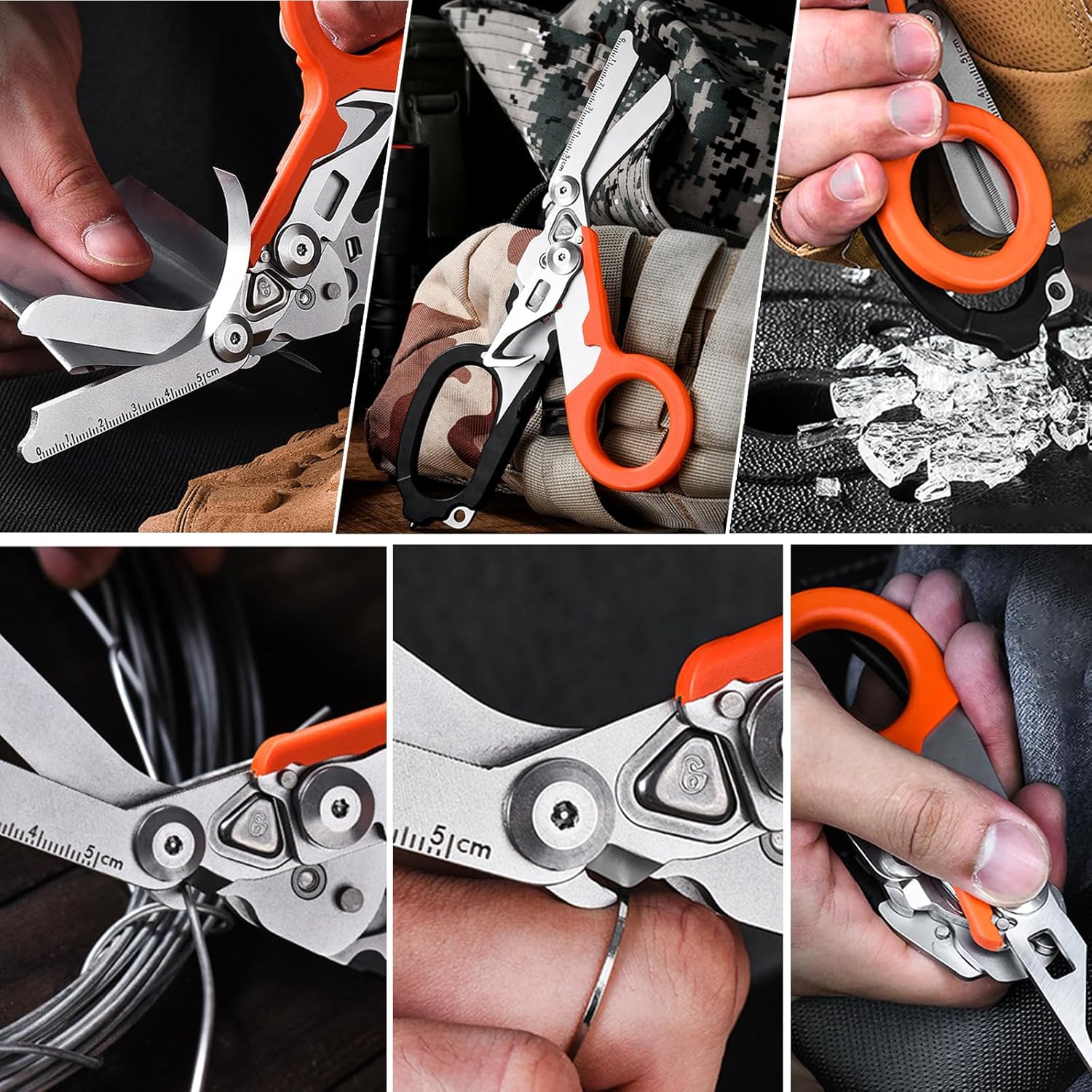 Multi-function Trauma Shears Foldable,Stainless Steel Emergency Response Shears for Nurses with Compatible Holster,Outdoor Camping Scissors Tools with Strap Cutter and Glass Breaker