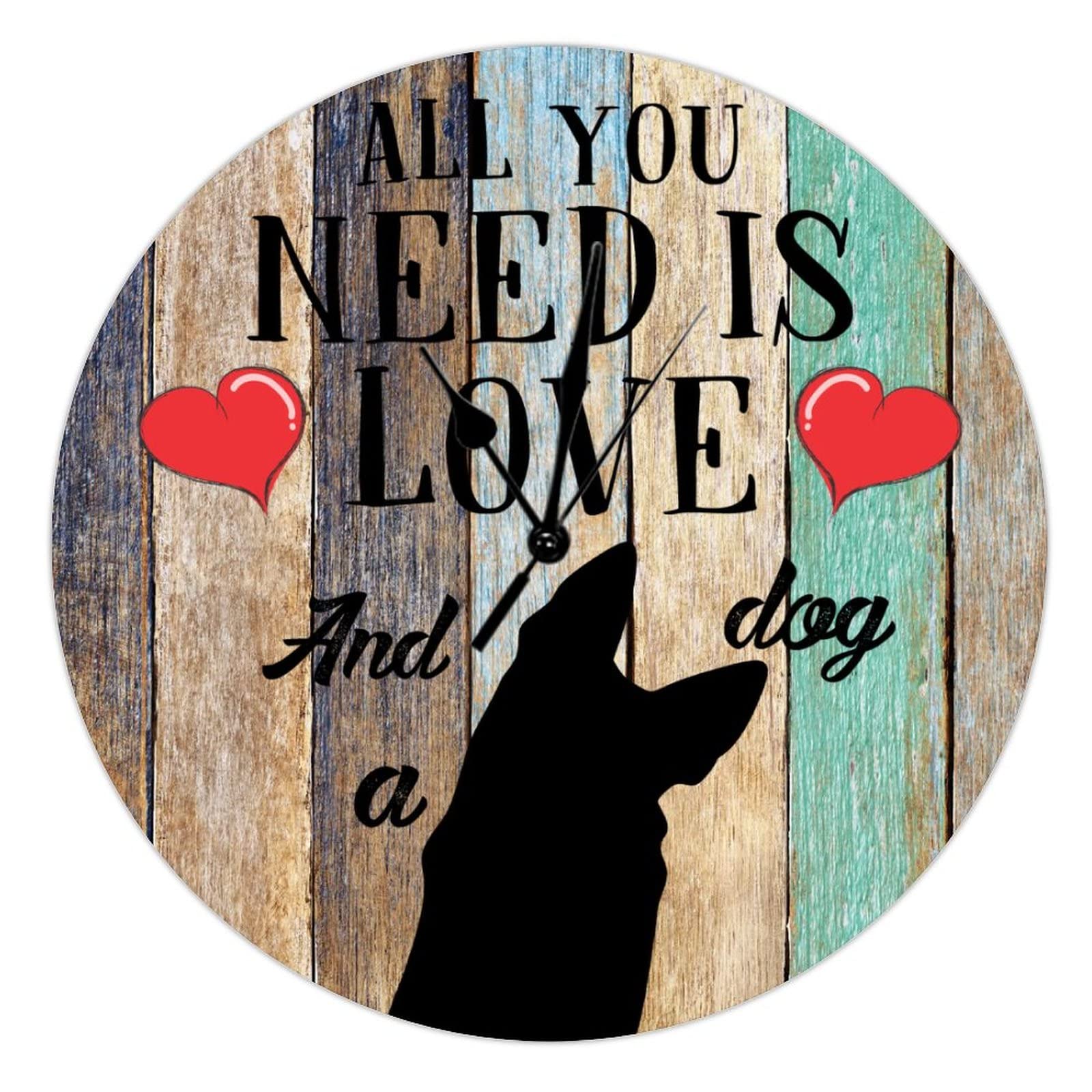 Horloge de forme de chien de 30,5 cm pour salon au style shabby rustique