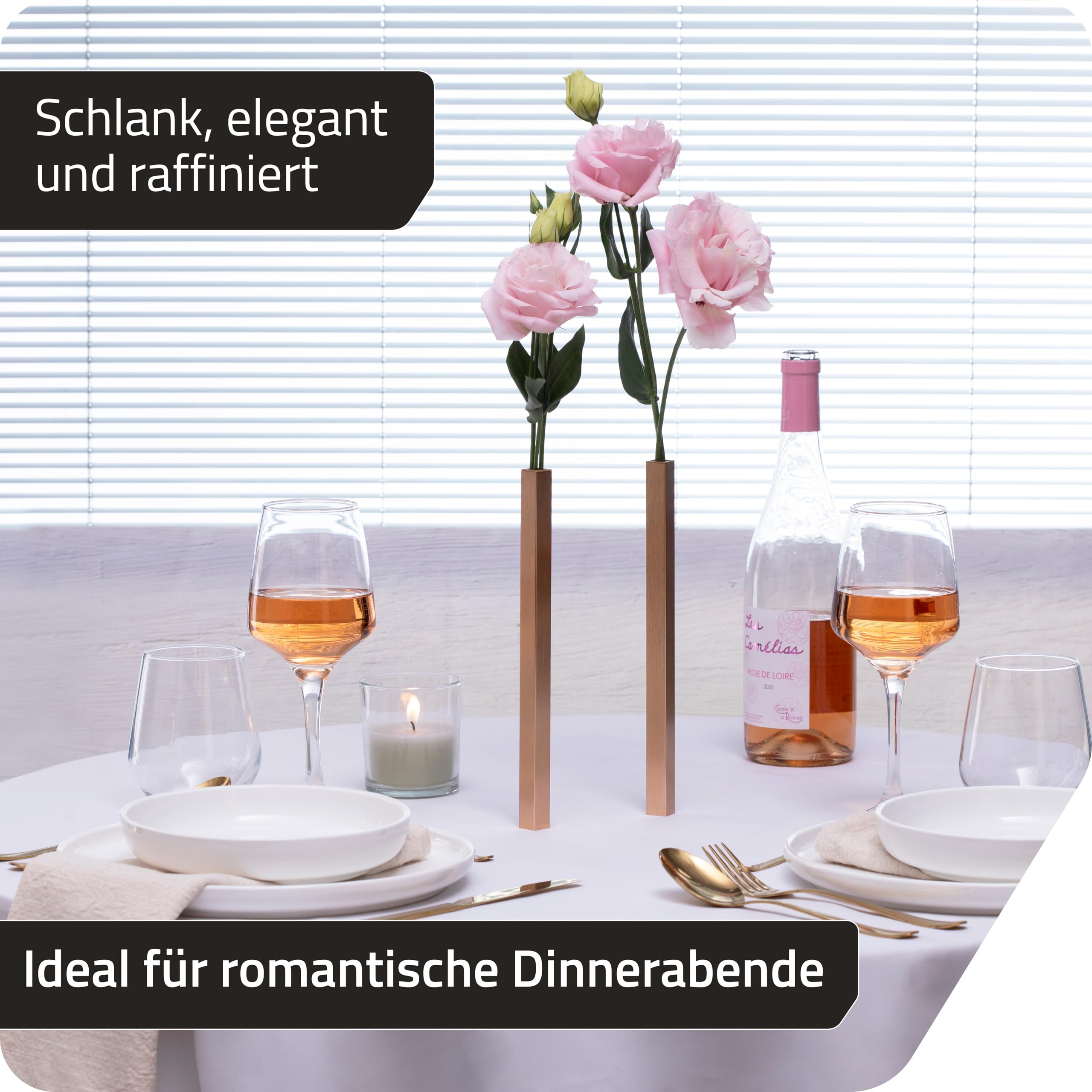 PELEG DESIGN Magnetische Blumenvase – Mini Vasen für Tischdeko | Set mit 5 kleinen Silbervasen aus Aluminium – Vasen Set für Wohn- und Gartendekoration, für echte und künstliche Blumen (Gold)