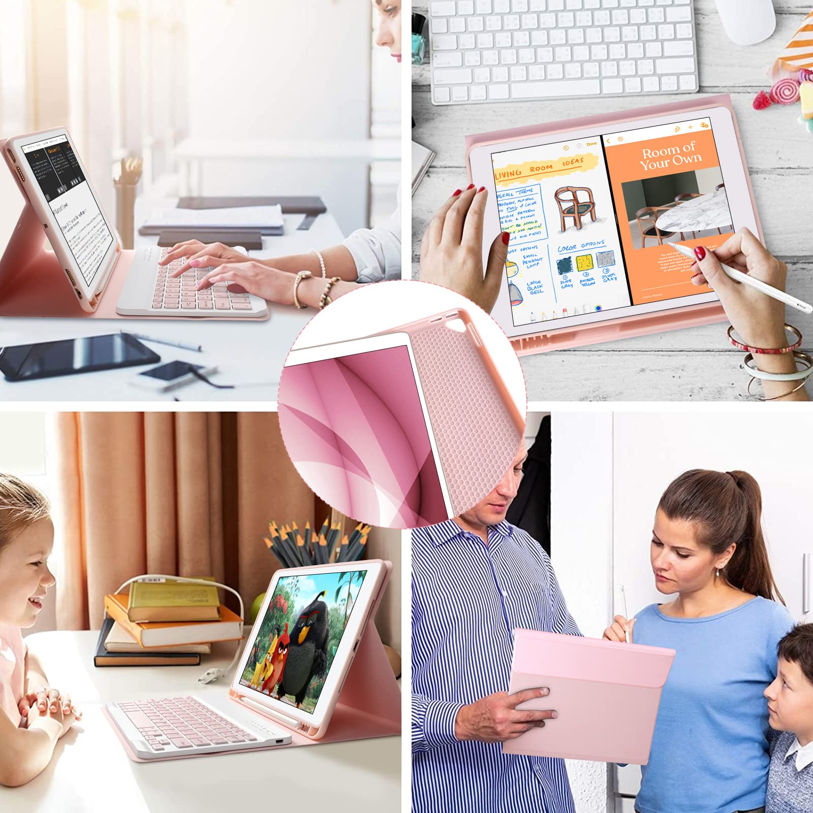 CC Store Clavier pour iPad 10.2 9th 2021/8th 2020/10.2 7th 2019/10.5 Air 3/10.5 Pro, Coque Clavier Wireless Bluetooth Français & Abnehmbare Magnetische Tastatur