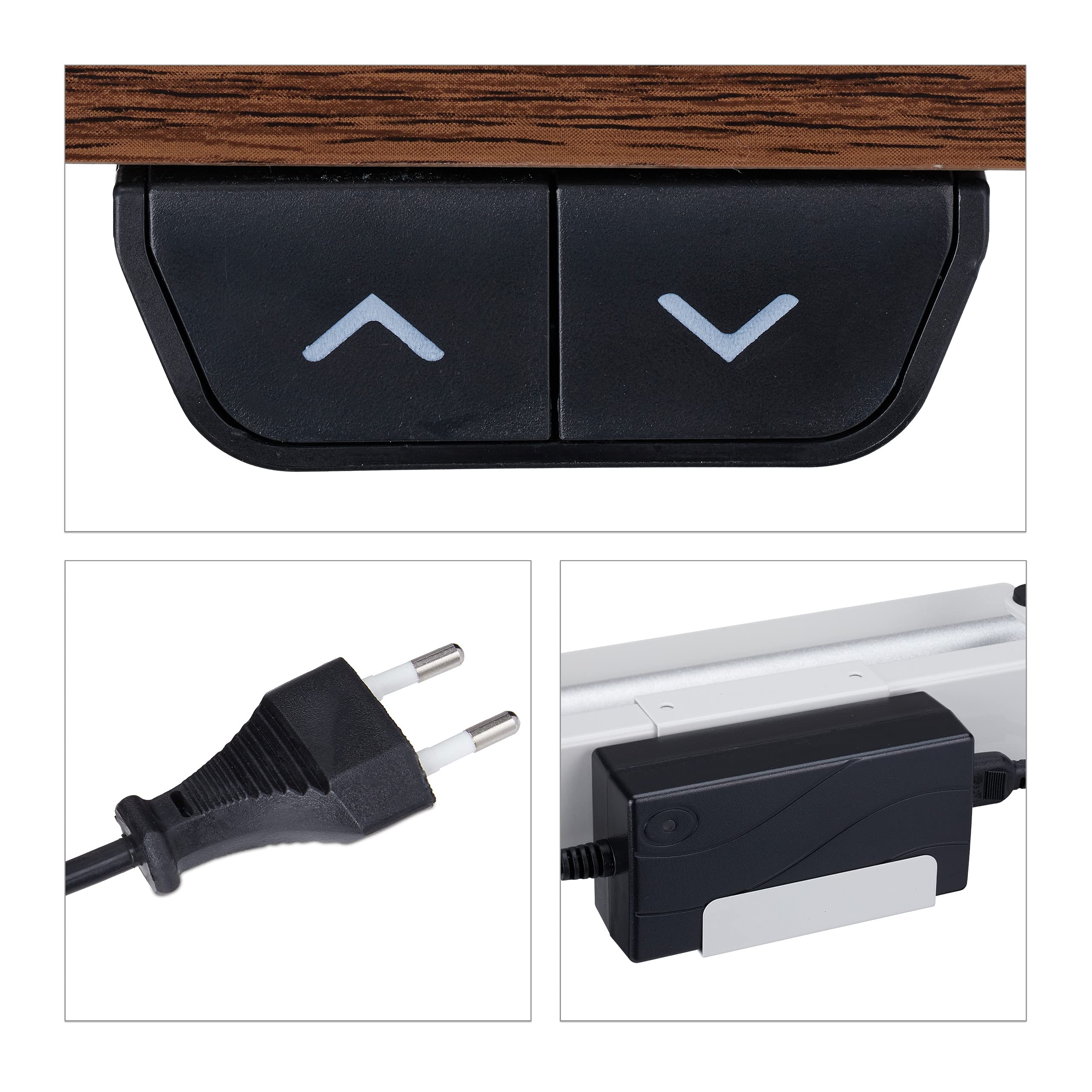 Relaxdays Patas de Mesa Altura Regulable, Eléctricas, Extensibles, 71-121 cm, Marco Escritorio, Acero, Blanco