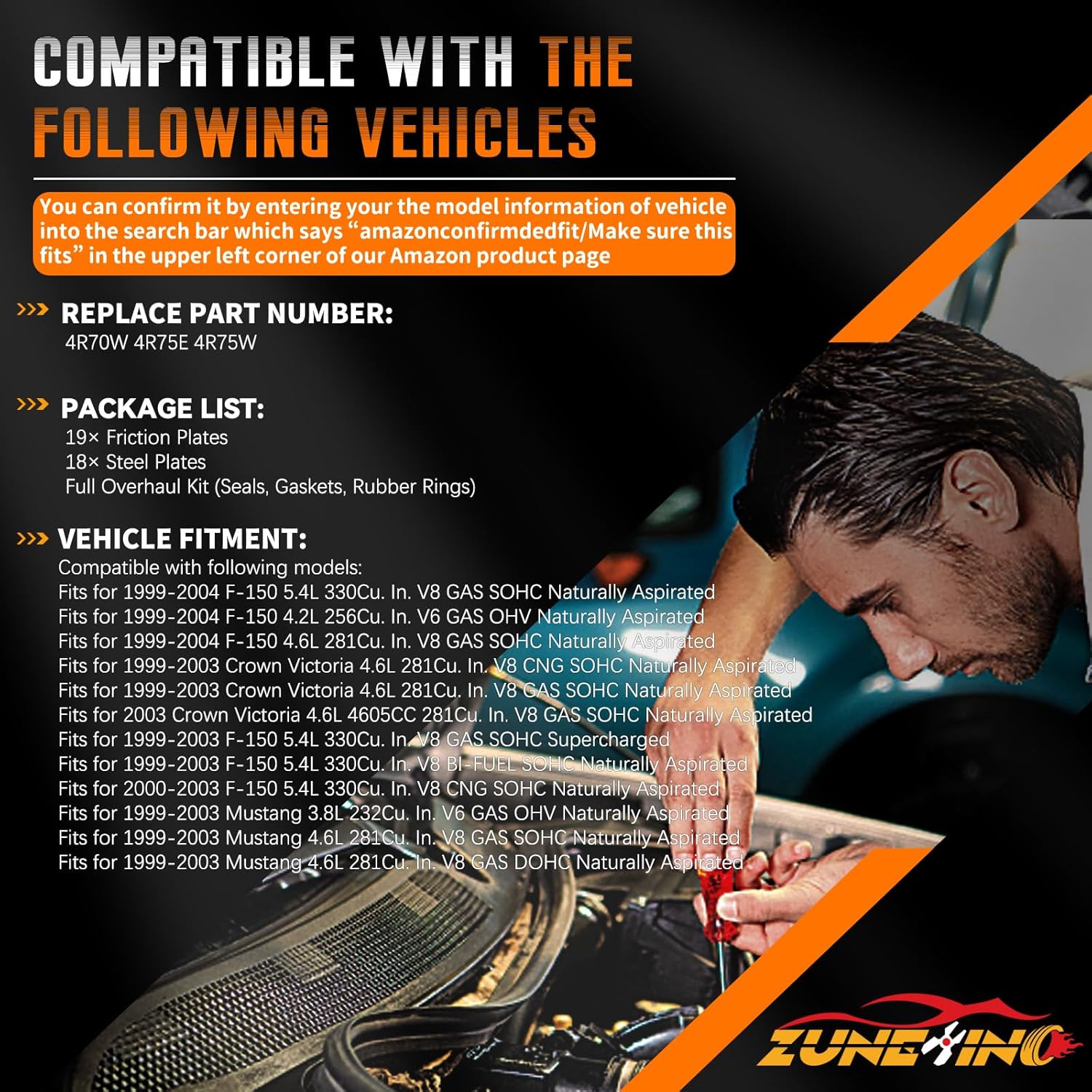 4R70W 4R75E 4R75W Transmission Master Rebuild Kit Compatible with Fo-rd F150 F250 1998-2003 4-Speed Auto Automatic transmission Parts