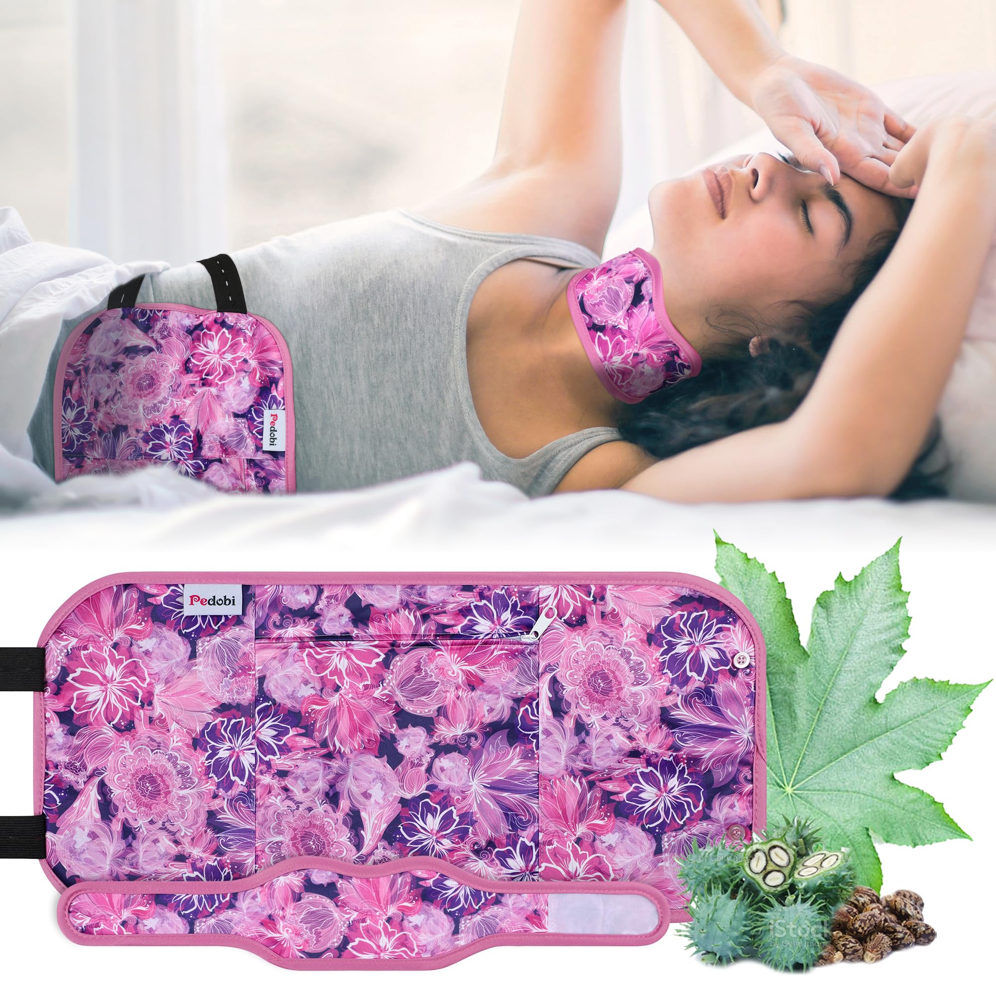 Reusable Castor Oil Pack Wrap for Liver Detox, Castor Oil Wrap for Stomach Less Mess, Elastic Strap Machine Washable Anti Oil Leak 2pcs