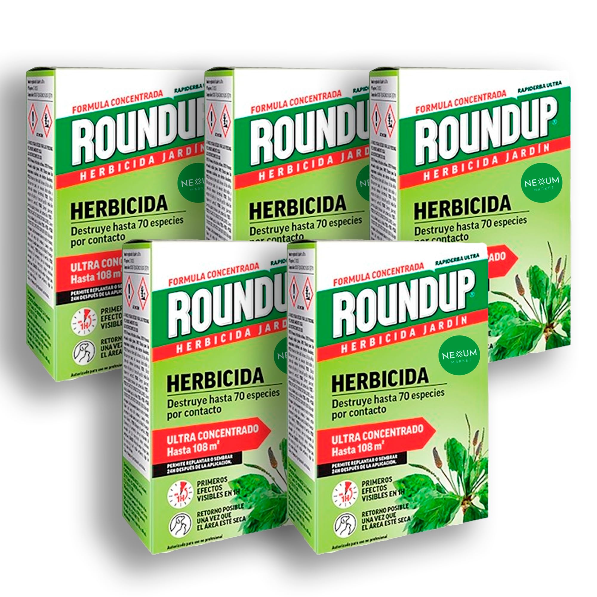 ROUNDUP Herbicida para todo tipo de malas hierbas cubre hasta 108 m2 | 250ml para 5 litros de Agua | Formula Concentrada | Efectos en 1 hora | Elimina hasta 70 especies de hierbas/musgo | Nexum Market — view 8