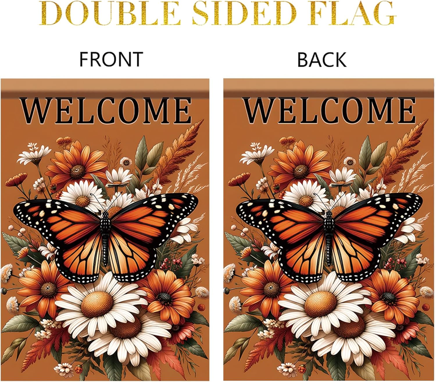Fall Garden Flag Welcome Butterfly Flower Flag 12x18 Inch Double Sided Outdoor for Autumn Yard Decor Seasonal Small Sunflower Daisy Banner Thanksgiving Outdoor Decor - Image 7