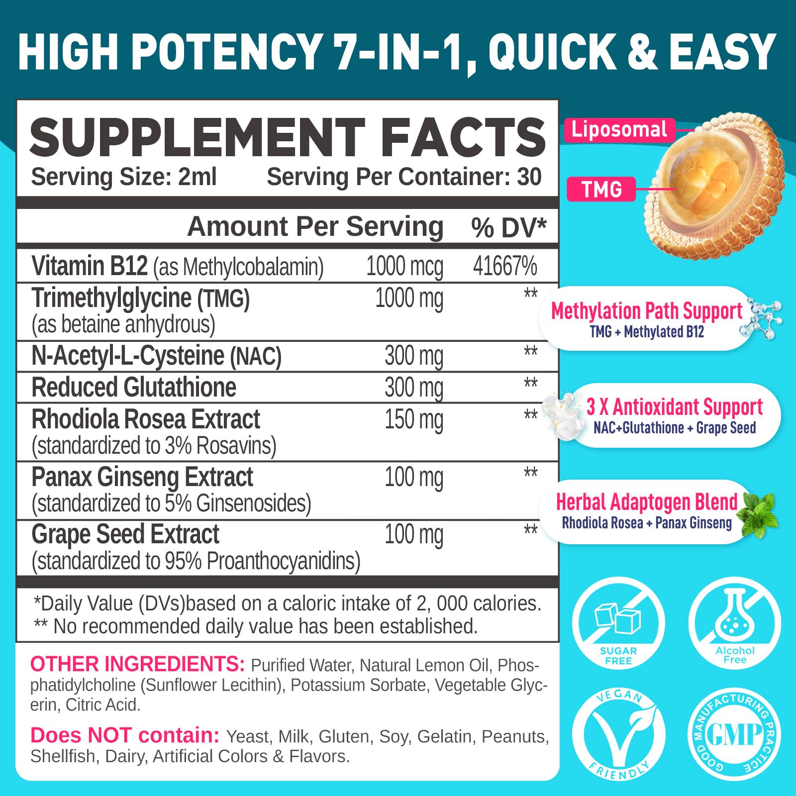 Liposomal TMG Supplements Liquid Drops, 1000mg Trimethylglycine, 2 FL Oz — Amazon image 2