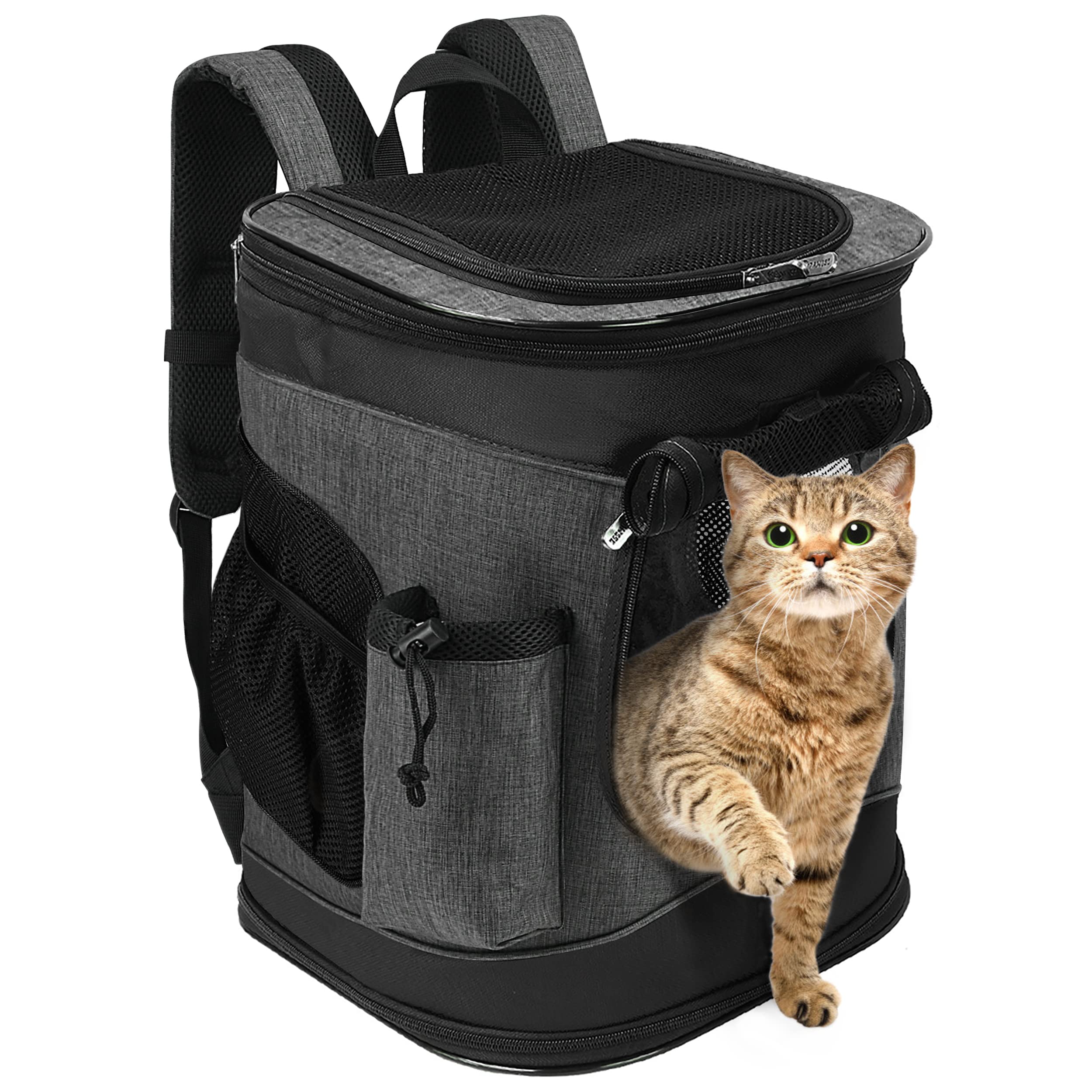 Solaris Adjustable Pet Carrier Backpack for Dogs and Cats, Puppies, Portable Cat Carrier Backpack with Bottle Pocket, Two Mesh Window for Breath
