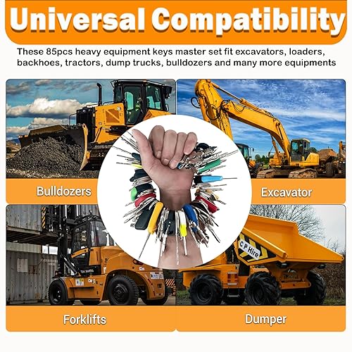 Miniatura 37 de 67 llaves maestras de equipos pesados Constrtution Machinery Operator Key para CAT John Deere CaterpillarToyota Volvo JCB Massey Ferguson JLG Genie