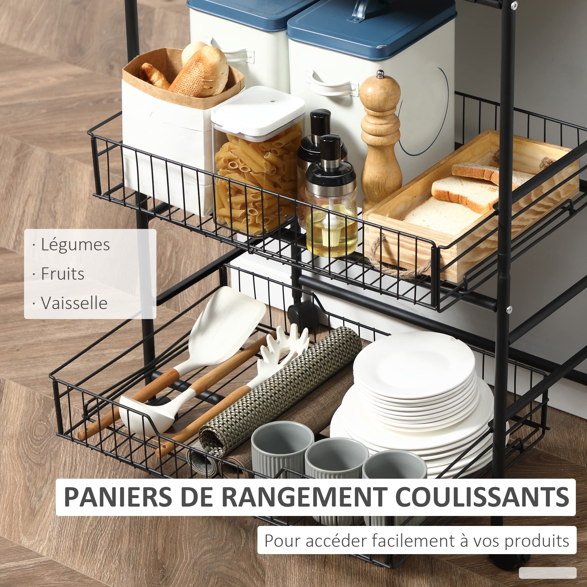 Chariot Rangement Ustensiles HOMCOM Desserte Cuisine 4 Niveaux Chariot De Service à Roulettes - Noyer 40 X 38 X 111 Cm Chariot Rangement Ustensiles HOMCOM Desserte Cuisine 4 Niveaux Chariot De Service à Roulettes - Noyer 40 X 38 X 111 Cm