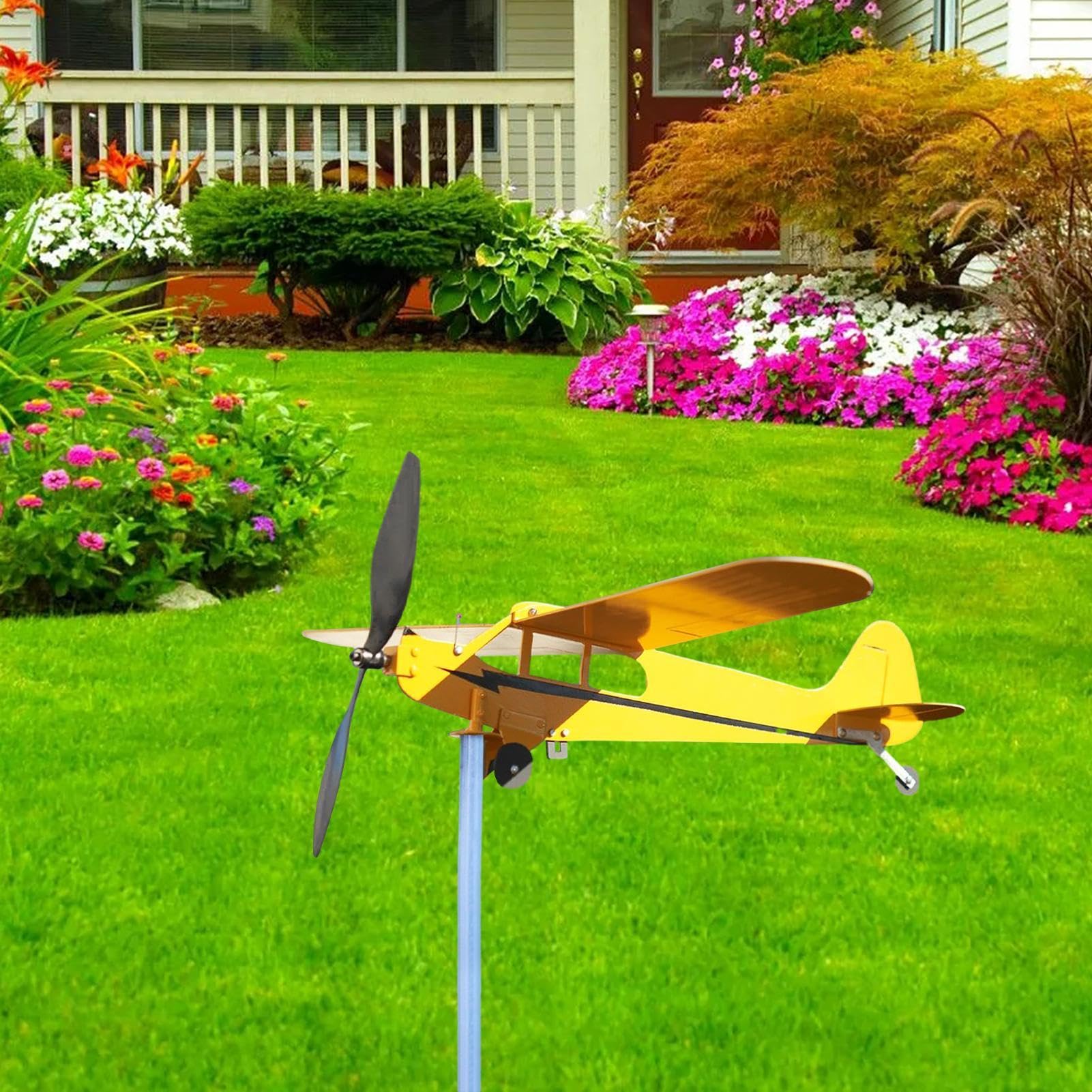Aereo Segnavento Da Giardino In Metallo, Banderuola Segnavento Aereo, Banderuola Per Aereo Piper J3, Indicatore Di Direzione Del, Campanello A Ven-to Decorazione Per Giardino Tetto Esterni