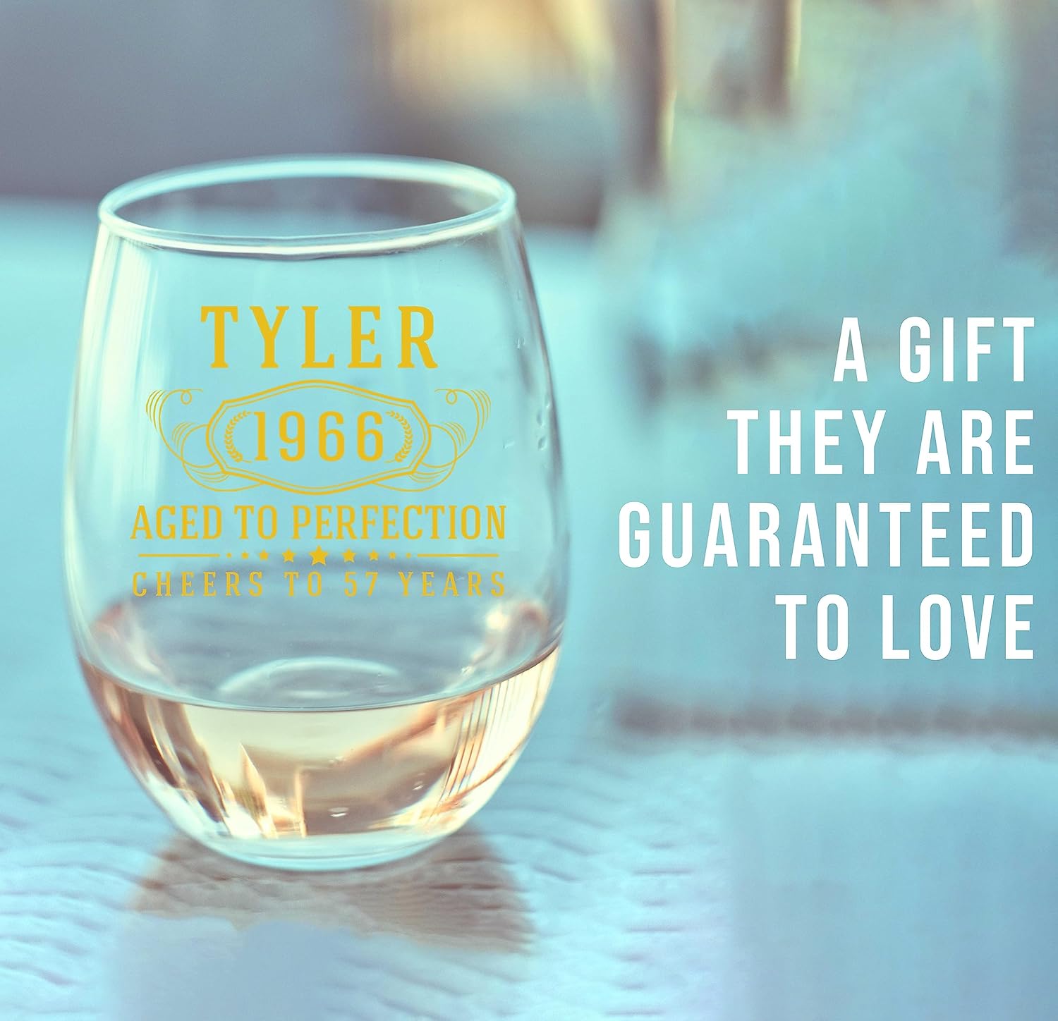 Personalized Printed 17oz Stemless Wine Glass - Customized Gifts for Women, Unique Custom Name Happy 40th Birthday Gifts for Mom Sister Adult Daughter, Turning Years Old for Her, Bday Party, Bernard