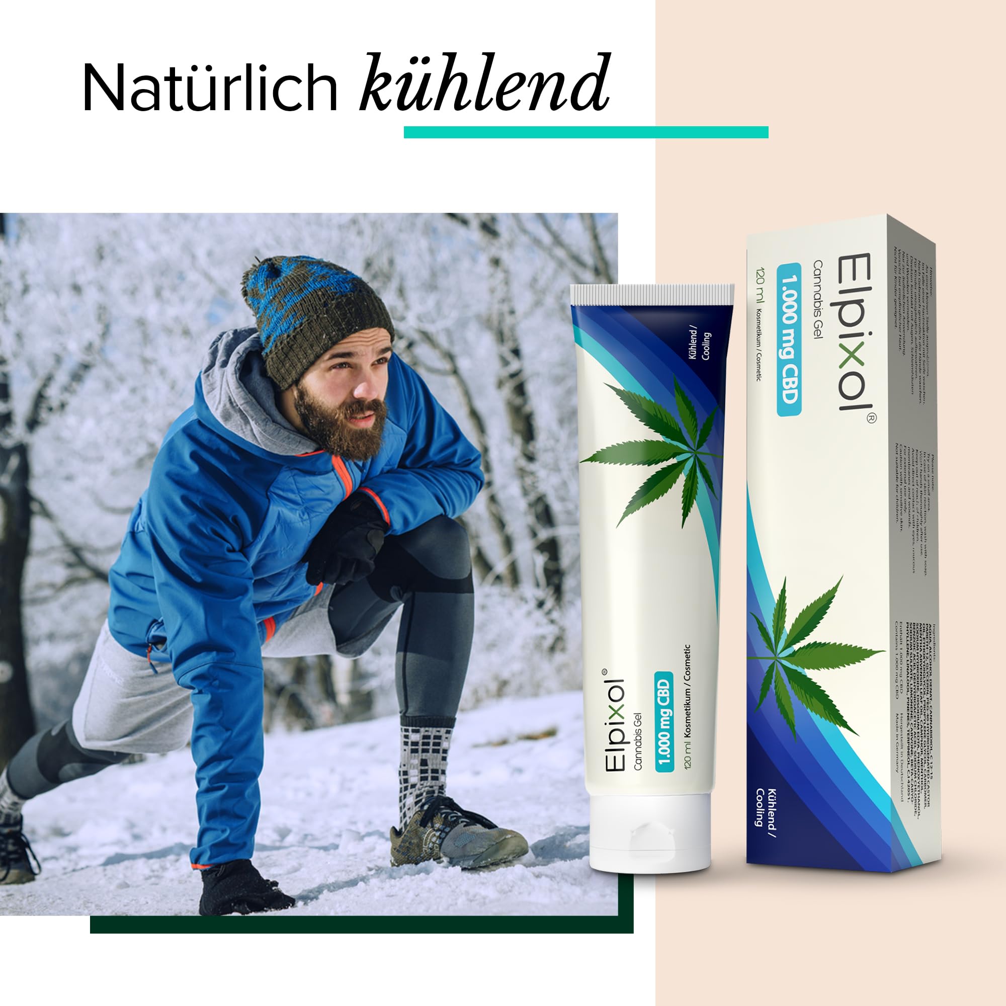 Kühlende CBD Creme - Cannabis Salbe mit 1000mg CBD und Menthol – Kühlgel entspannt müde Muskeln und erfrischt strapazierte Haut - Pflegende Salbe nach Sport & hoher Belastung (120ml)