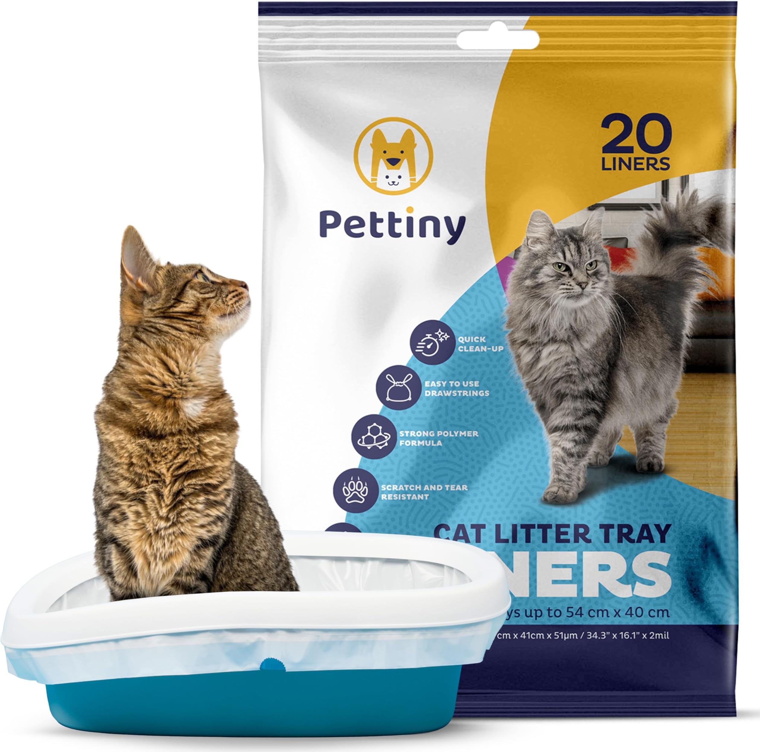 20 Cat Litter Tray Liners with Drawstrings Scratch Resistant Bags for Medium and Large Litter Box