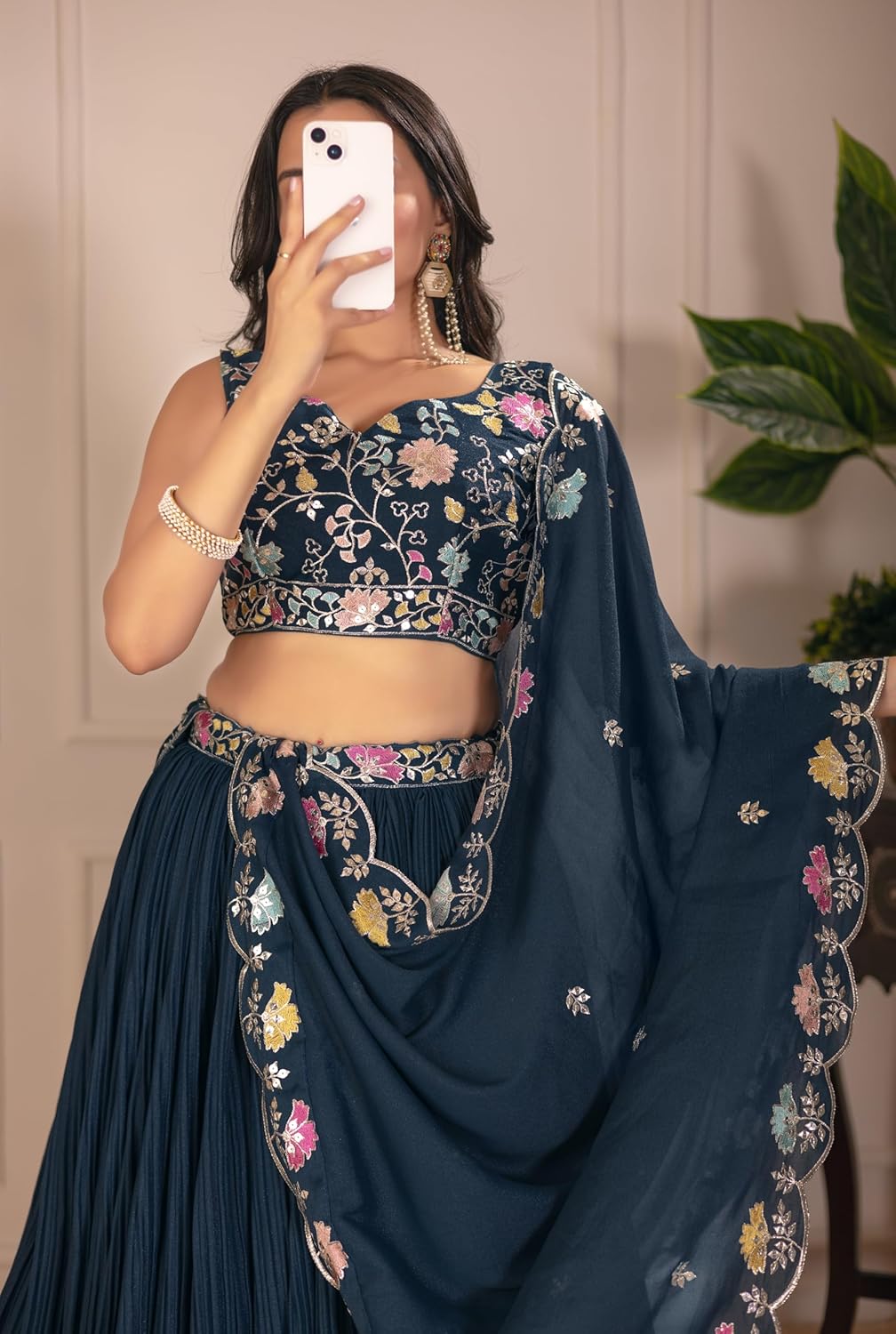 Women's Georgette Indian Ready to wear Lehenga Choli for Women Flared Party Night with Stitched Blouse-1101
