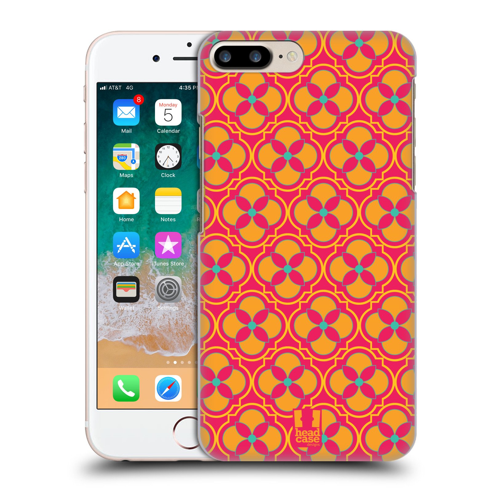 Head Case Designs Hot Pink Moroccan Patterns Hard Back Case Compatible with Apple iPhone 7 Plus/iPhone 8 Plus