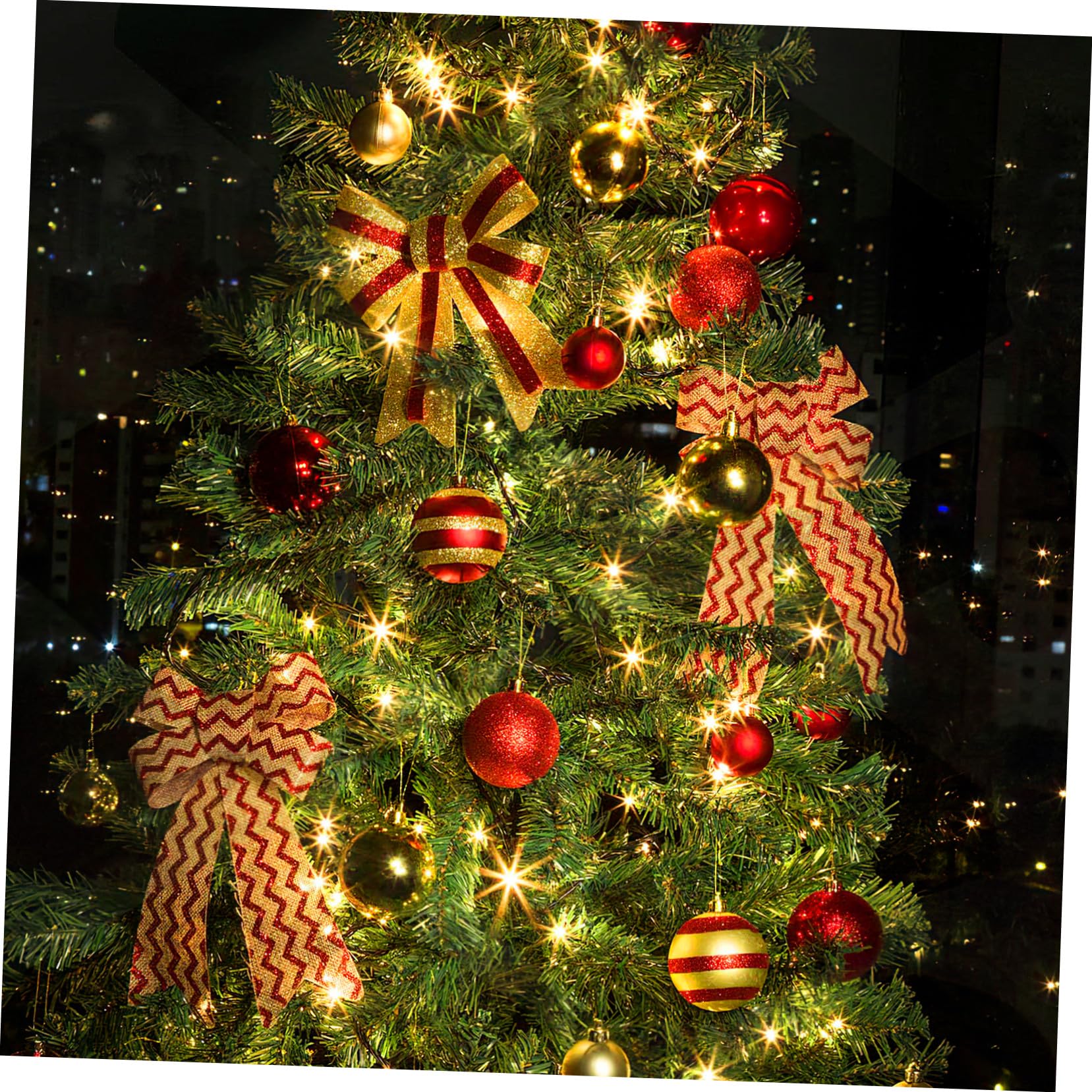 Alipis Weihnachtskugeln Christbaum Anhänger zum Aufhängen Kunststoff Rote 6cm mit Glänzendem Dekor für Festliche zu Hause und Restaurant