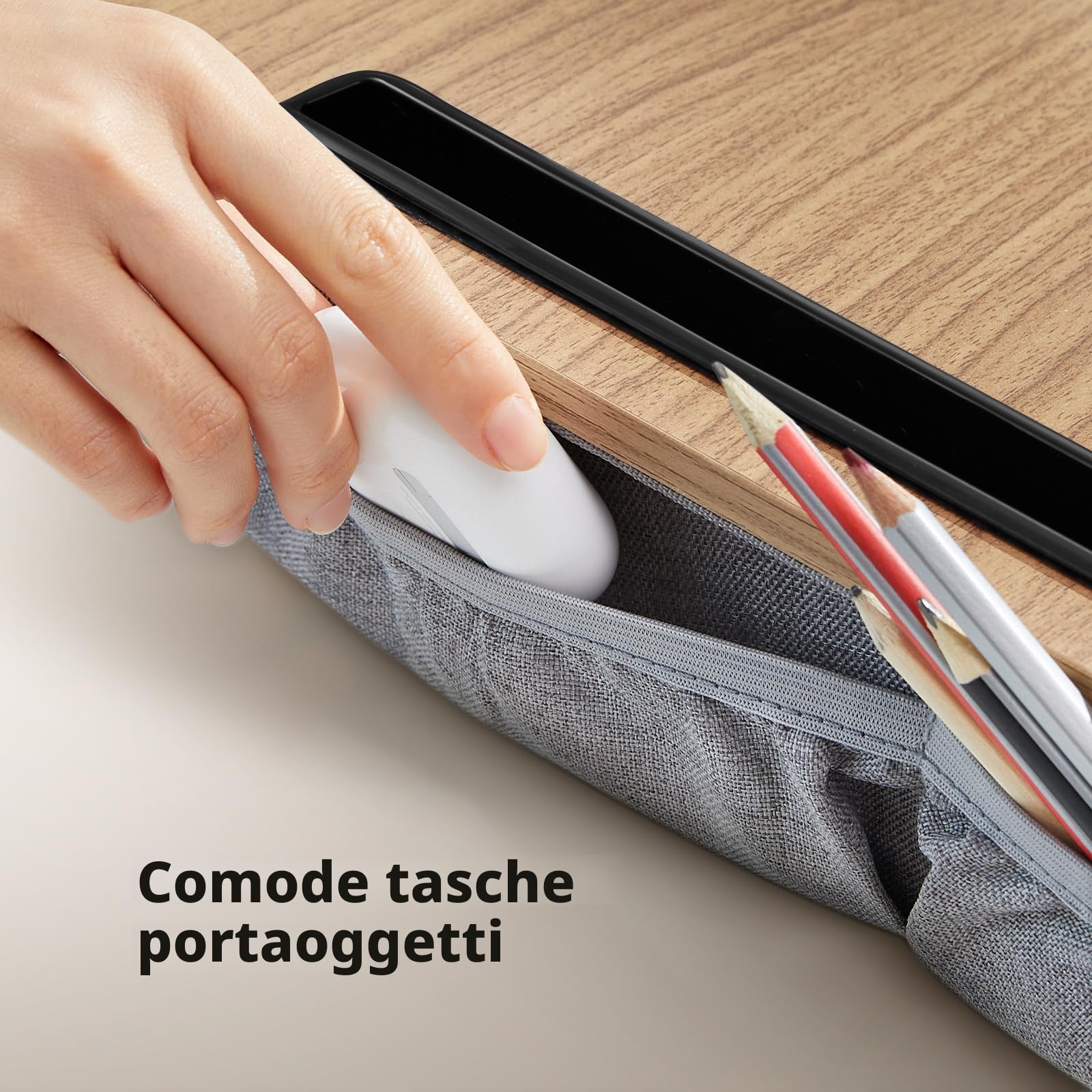 HUANUO Scrivania portatile per laptop con cuscino, con striscia antiscivolo & funzione di archiviazione per gli studenti dell'home office da utilizzare(16,53'×11,81')