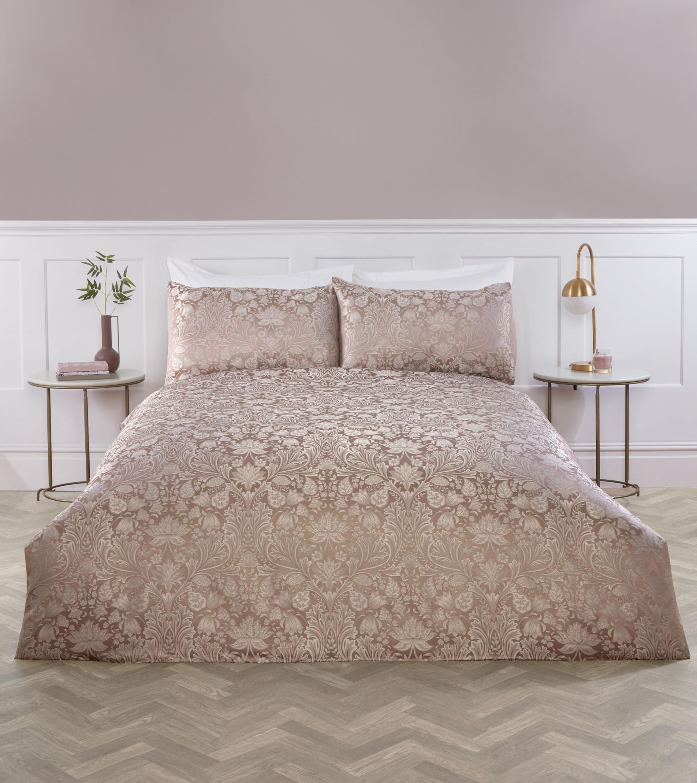 Rapport Home Elegant Floral Bedding - Super King Duvet Cover Set Damask Rose – Quilt Cover with Pillowcases