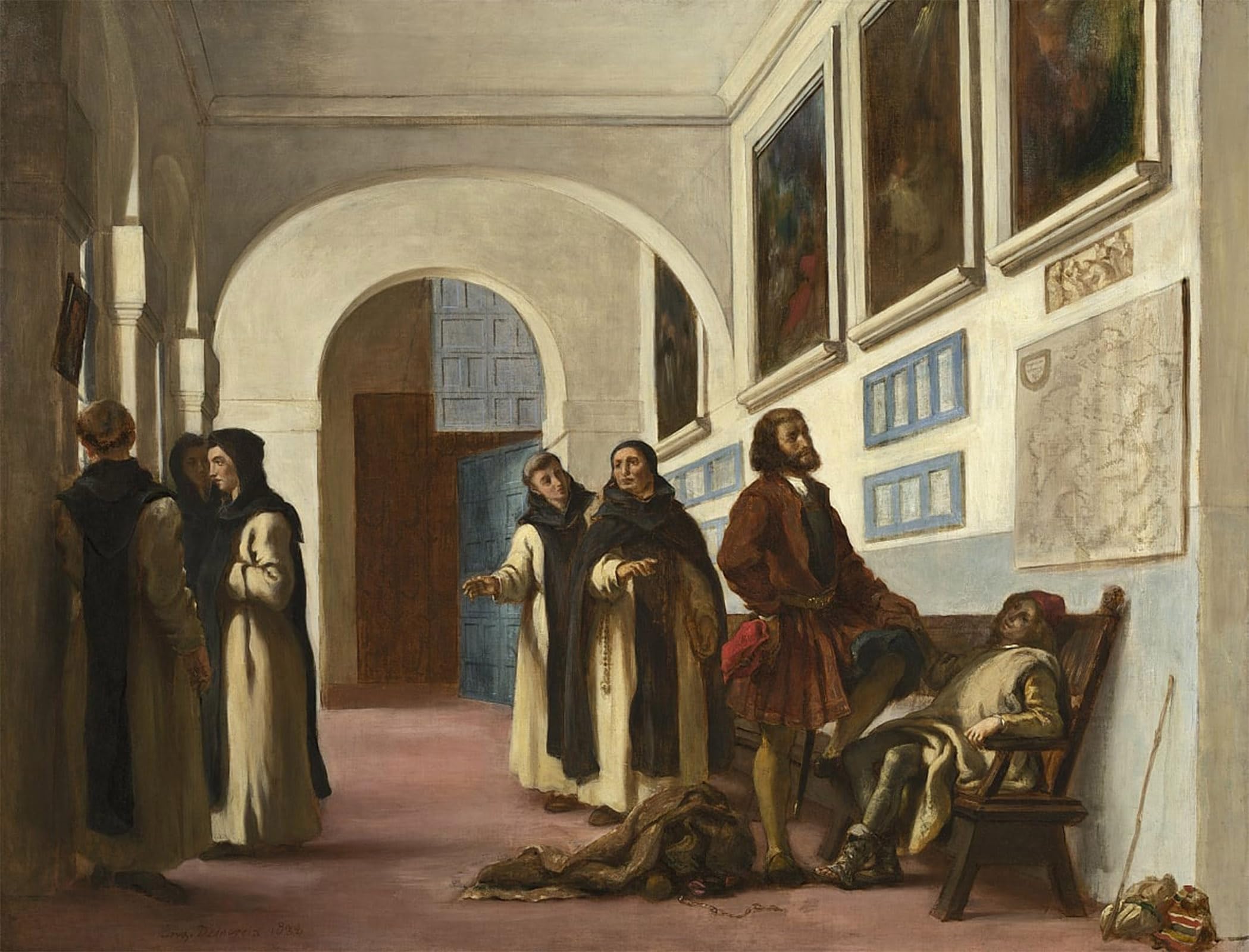 ARTXLXXBN Famous Print Painting Colorful Art Print Columbus and His Son by Ferdinandeugene Delacroix Canvas Art Decorations for Home Decor 60x90cm