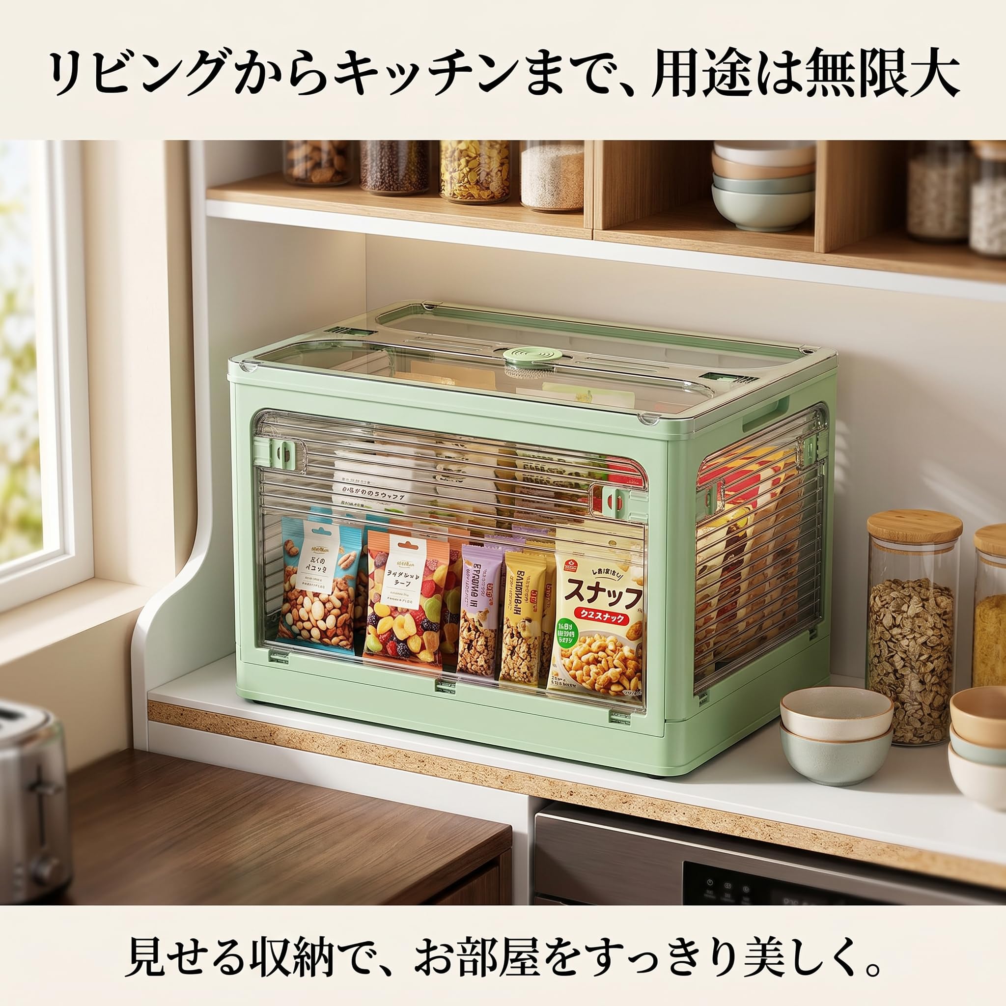 Amazon｜収納ボックス 折りたたみ 蓋付き キャスター付き 5面開き 全