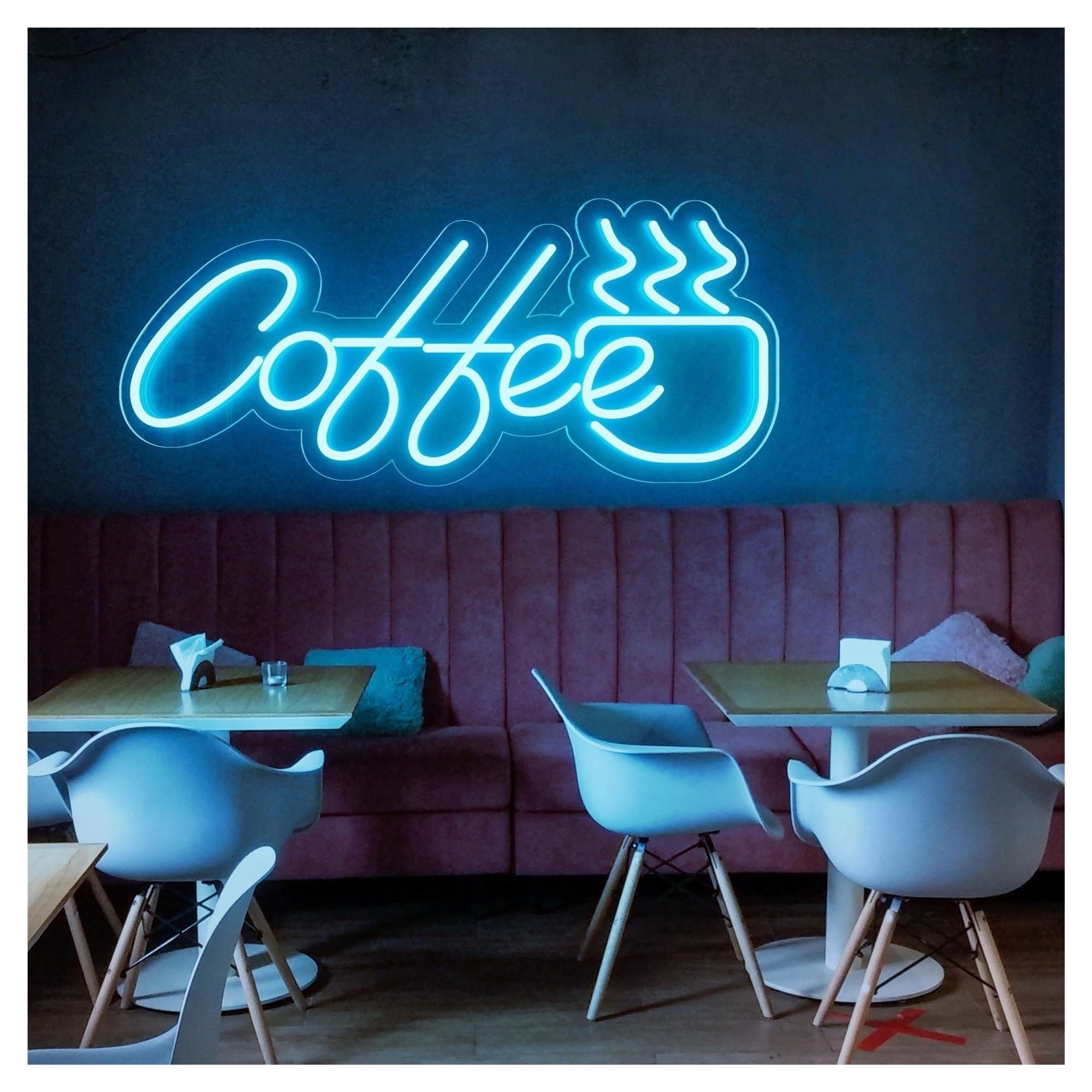 RONGCH Hanging Art Signs Coffee Neon Sign, Suitable for Cafe Restaurant Shop Wall Decor with Dimmable 40cm(C)
