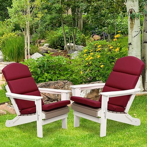 Miniatura 4 de BPS Olifen - Juego de 2 cojines para sillas de patio, cojines de respaldo alto para patio con lazos, 52 x 20 x 2.75 pulgadas, funda de tela Olifen