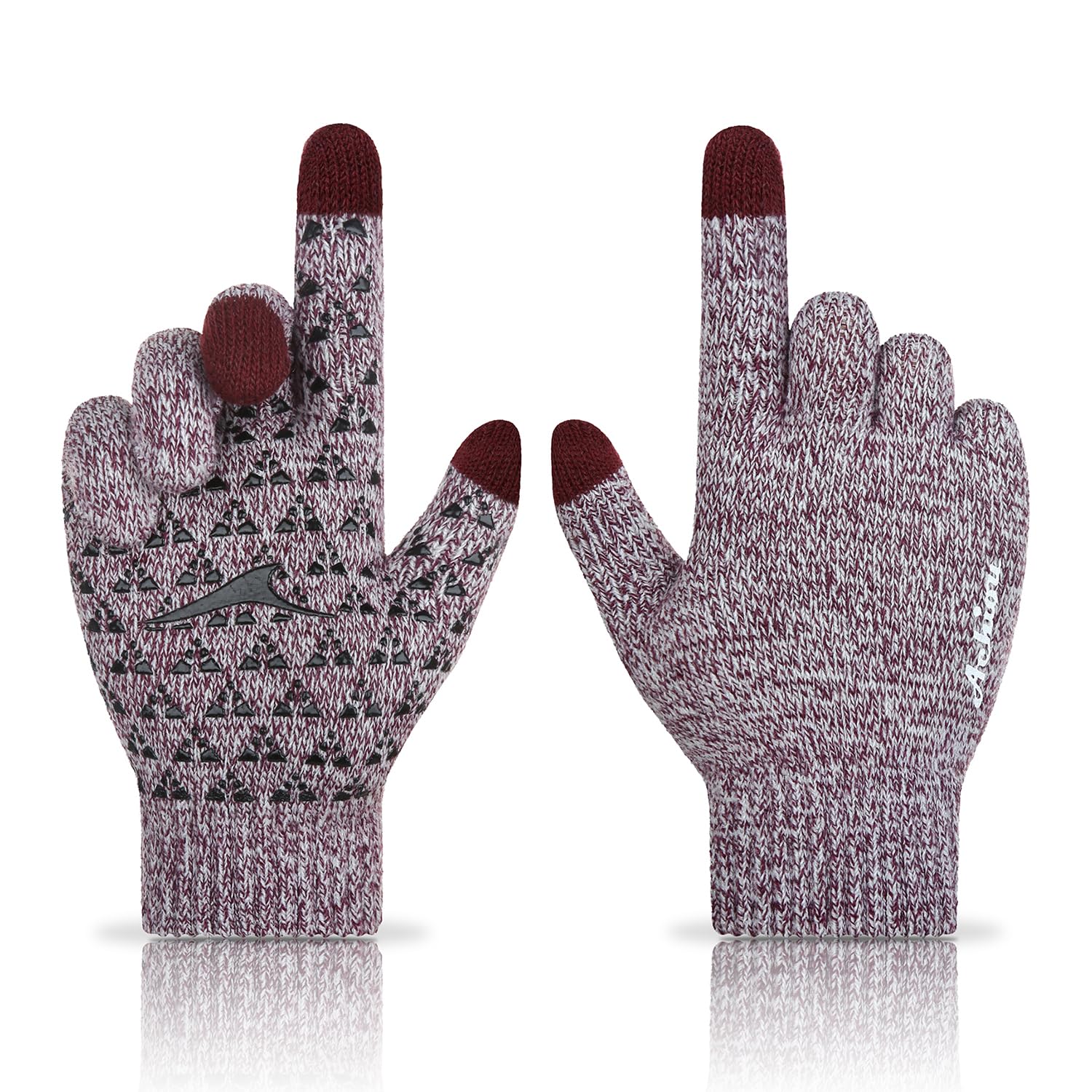 Achiou Winter Gloves for Men Women, Touch Screen Texting Warm Gloves with Thermal Soft Knit Lining,Elastic Cuff 3 Size Choice