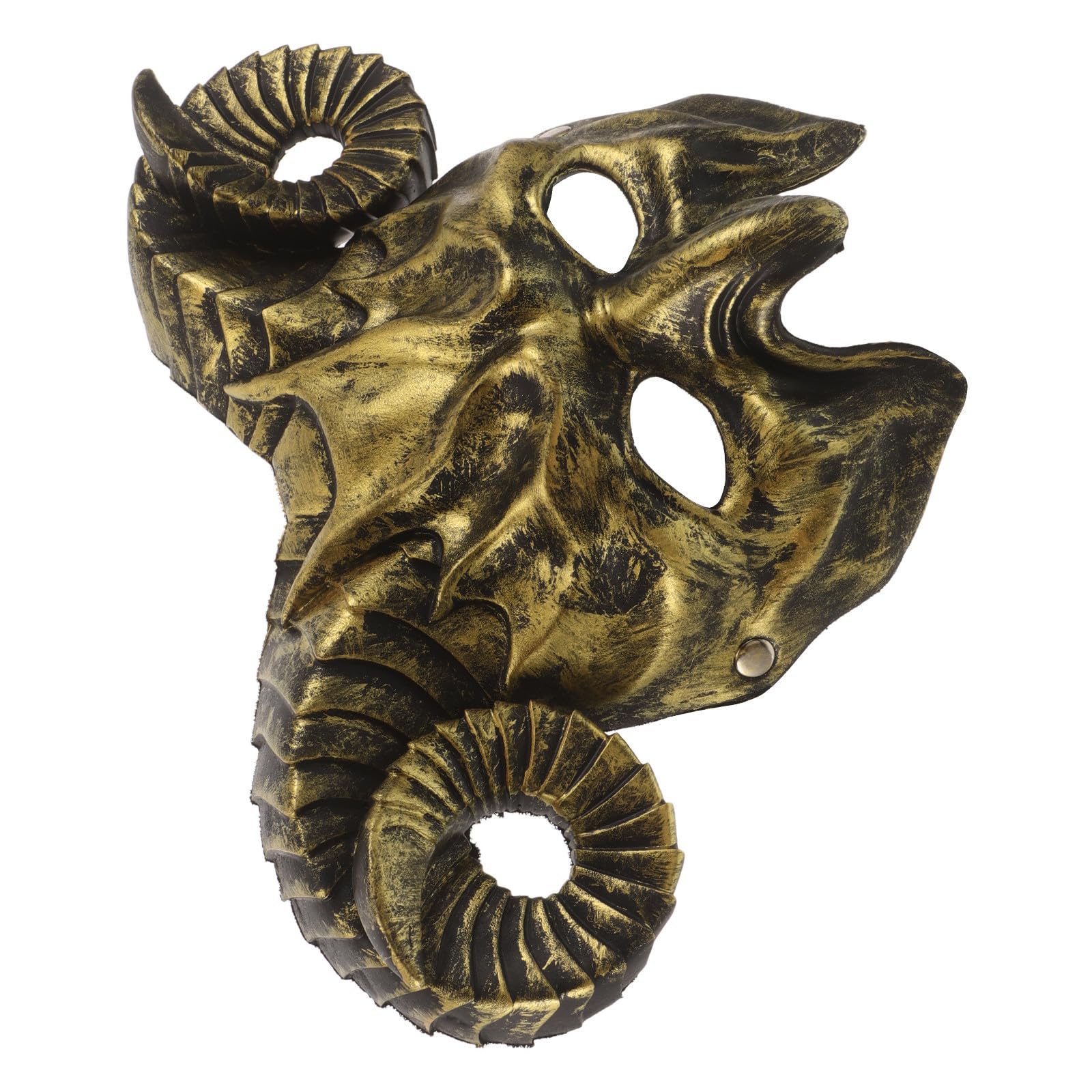 JEWEDECO Halloween Goat Horns Mask for Masquerade Party Adults Golden