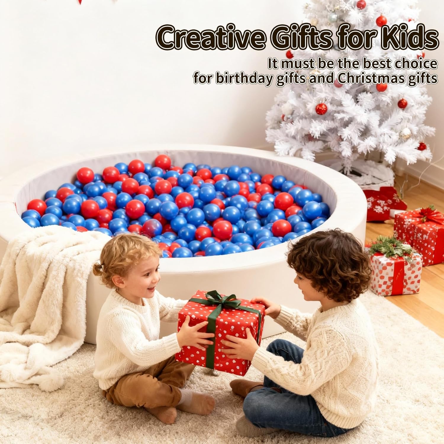 STARBOLO Ball Pit Balls for Toddlers Phthalate Free BPA Free Non-Toxic Crush Proof Play Balls for Toddlers Kids Pool Playhouse Pack of 100 200 500 Pearl deep blue / Pearl red 200 balls