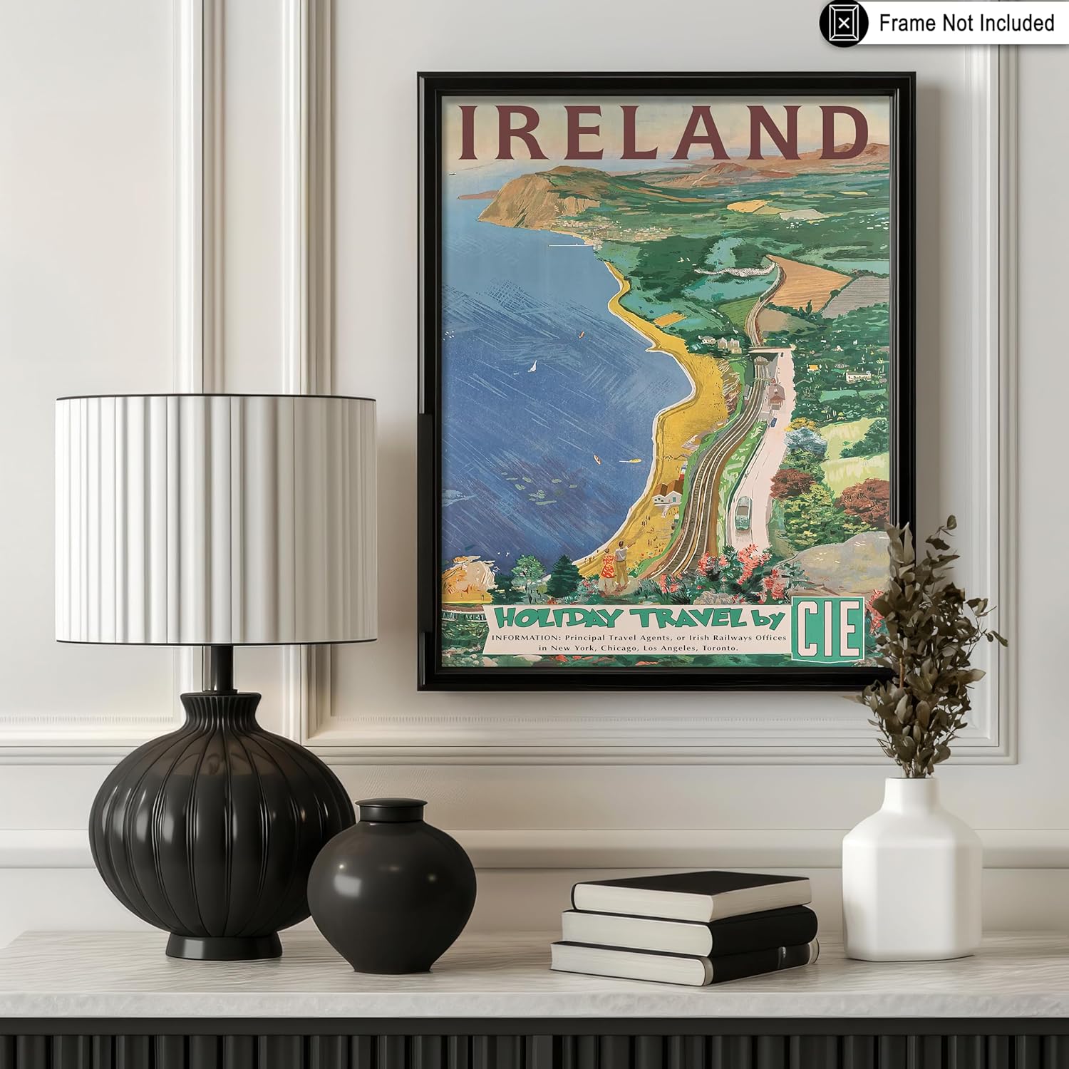 Poster Master Vintage Travel Poster - Retro Tourism Print - Ireland, Holiday, Beach, Nature, Geographical, Colorful - 16x20 UNFRAMED Wall Art - Gift for Artist, Friend - Wall Decor for Home, Office