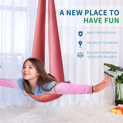 Vista 56 de OUTREE Columpio sensorial para niños con gancho giratorio de 360°, columpio de terapia interior ideal para autismo, TDAH, trastorno de procesamiento