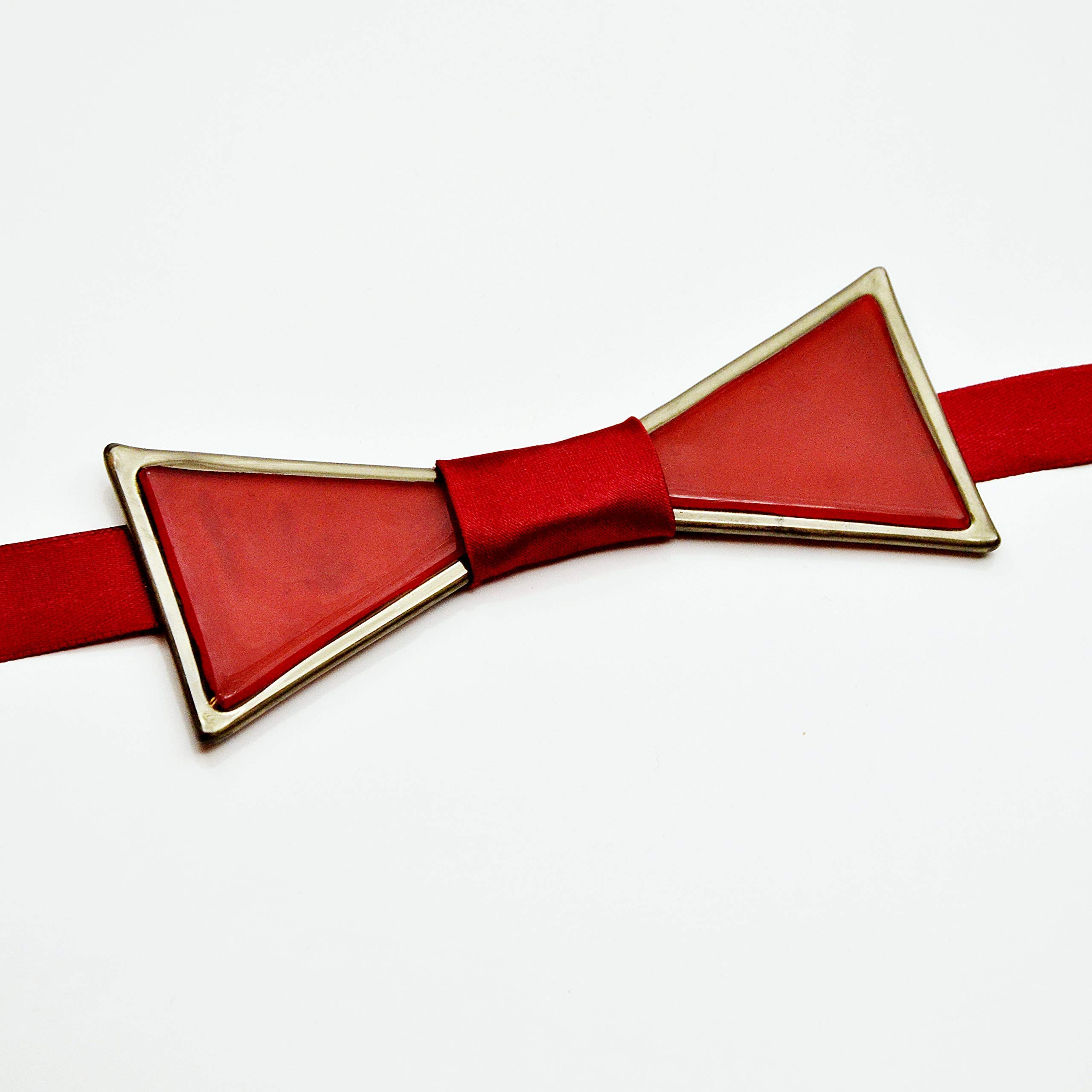 Papillon rosso • Vetro ceco decorato con platino • Nastro di raso • Farfallino fatto a mano