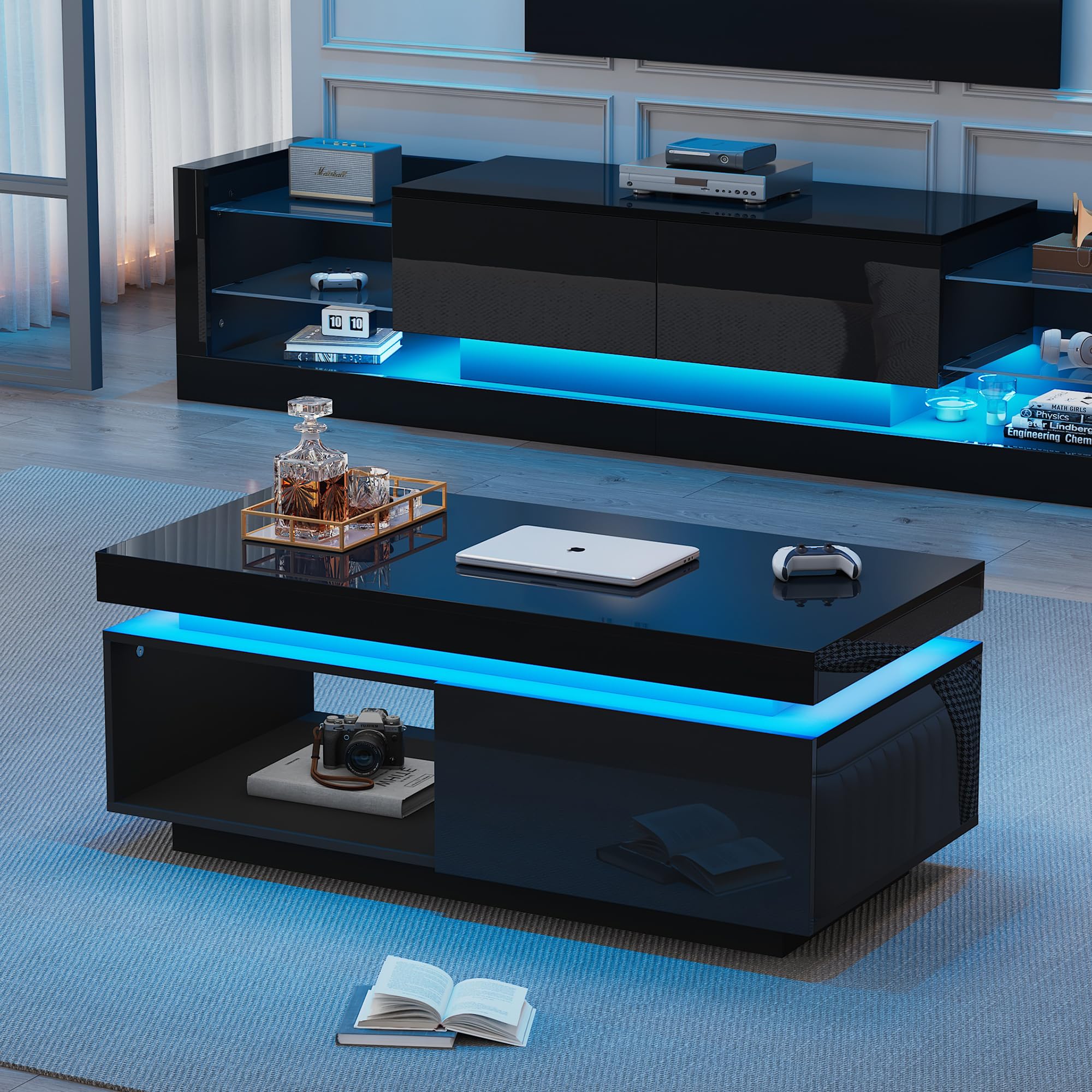 Mueble de pared para TV, color negro