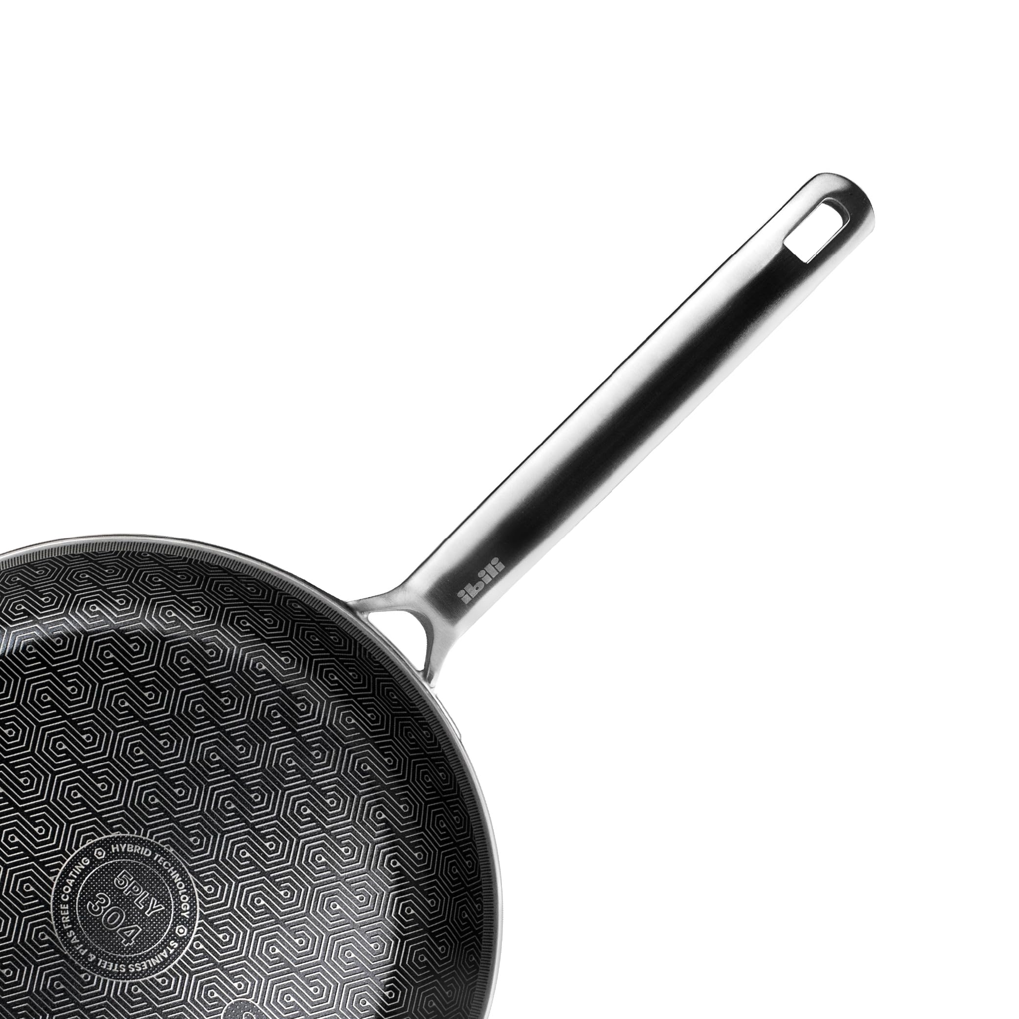 IBILI - Sarten 5 PLY PRO HYBRID TECH 24 cm, 5 capas, Acero inoxidable, Apto para induccion, antiadherente PFAS FREE
