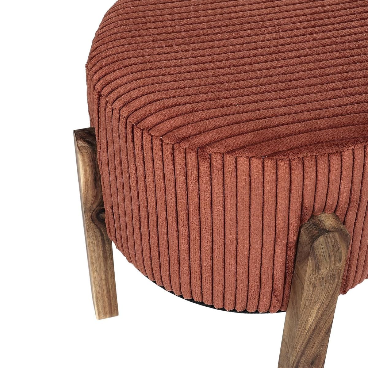 Scott Tabouret Côtelé Rond 35cm Terracotta