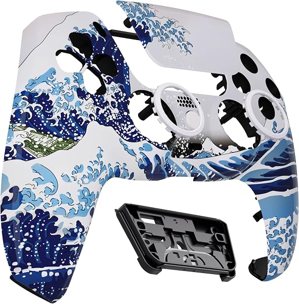 eXtremeRate Luna Coque Manette pour ps5 BDM-010/020/030/040/050,Façade pour ps5 Controller avec Pavé Tactile-La Grande Vague de Kanagawa - 4