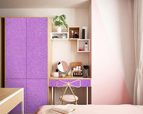 Miniatura 2 de Kitico Papel tapiz morado con purpurina, papel de contacto morado con purpurina para despegar y pegar, papel tapiz autoadhesivo morado, decoración
