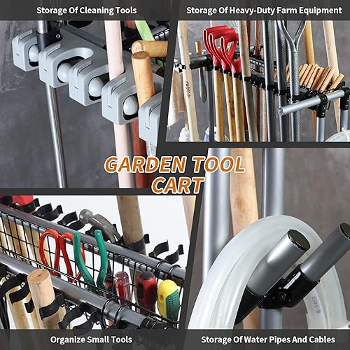 Miniatura 6 de Organizador de herramientas de jardín resistente, soporte de almacenamiento de garaje, herramientas agrícolas grandes y largas, herramientas de