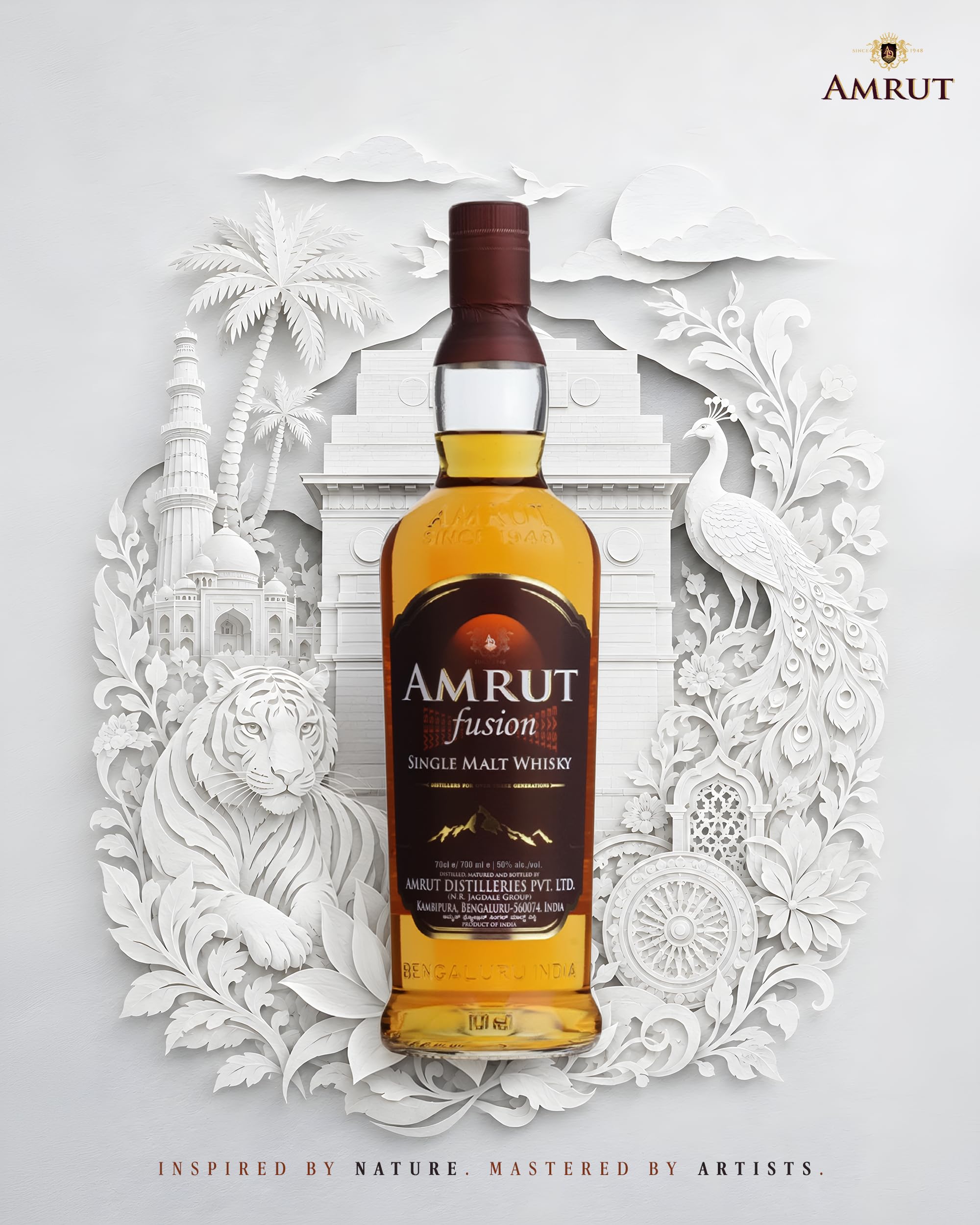 Amrut Indian FUSION Single Malt Whisky 50% Vol. 0,7l in Tinbox
