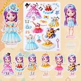 Magnetic Dress Up Dolls,Paper Dolls for Girls Ages 4-10,DIY Princess Magnetic Dress-Up Doll Pretend Play Set, Great for Girl Birthday (Joy)