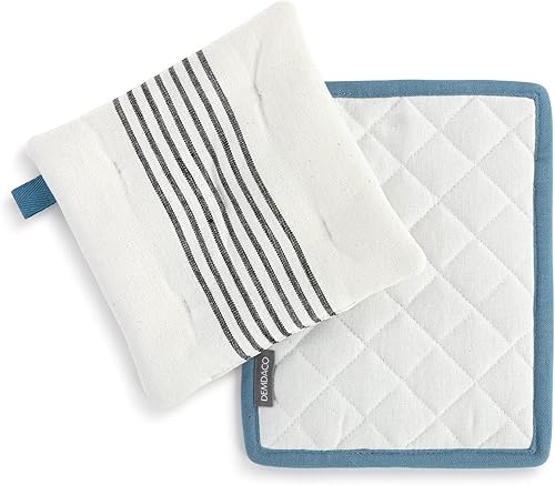 Miniatura 2 de DEMDACO Hey Hot Stuff Keep Cool - Juego de 2 agarraderas de algodón y poliéster, 7 x 9 pulgadas, color azul y negro