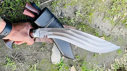 Miniatura 8 de -Auténtico cuchillo de supervivencia Khukuri-Kukuri hecho a mano de 12 pulgadas 3 más completos, cuchillo de cuero de hoja fija de supervivencia de