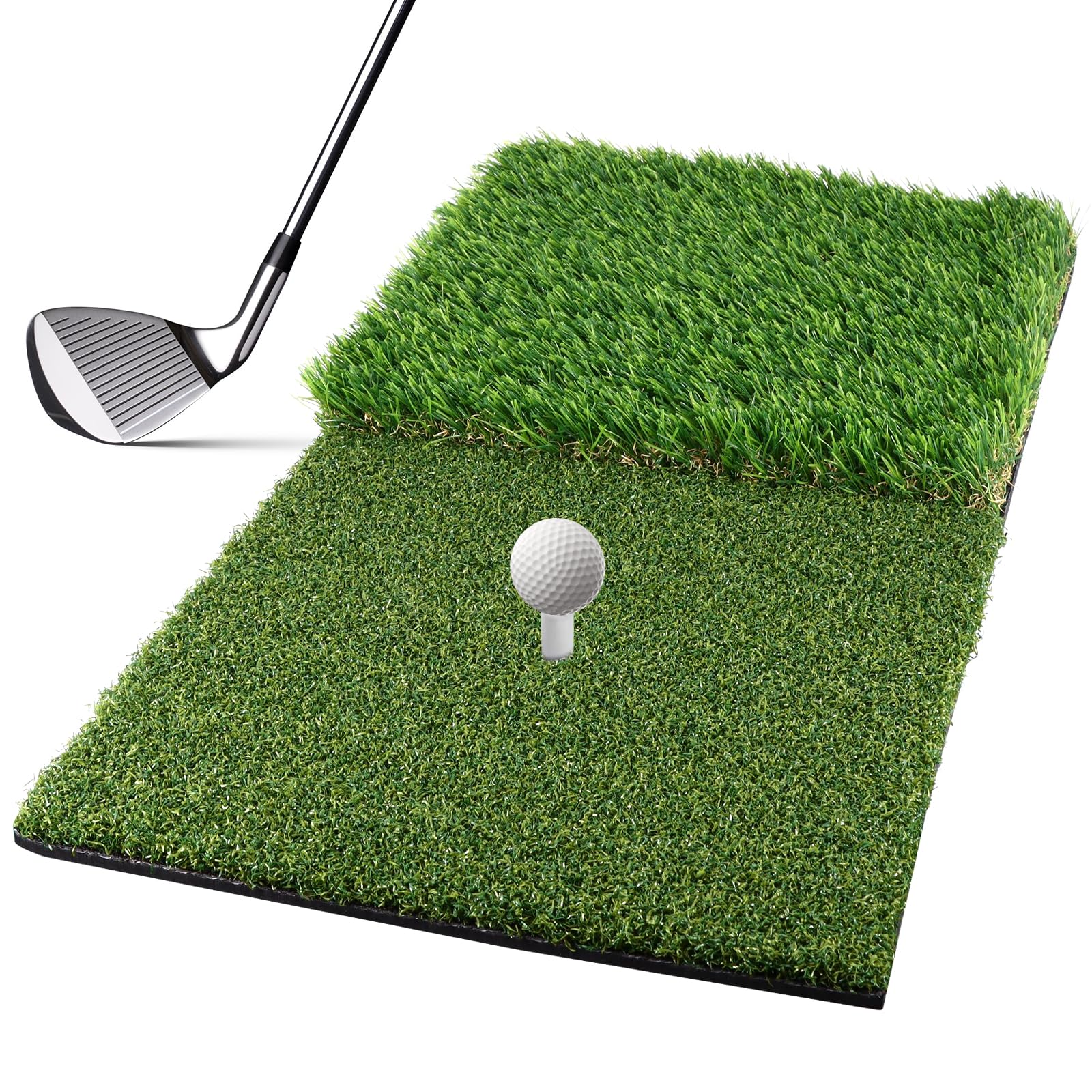 Golf Hitting Practice Mat, 2-in-1 Foldable Outdoor Indoor Golf Chipping Training Mat with Non-Slip Rubber Base, Heavy-Duty Mat for Swing Chipping Driving, 60x30cm