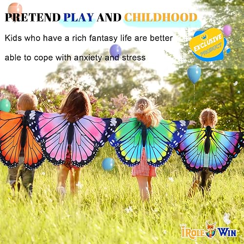 Miniatura 9 de iROLEWIN Alas de mariposa para niñas pequeñas, disfraz de mariposa, alas de disfraz de insectos, como juguetes de juego, recuerdos de fiesta para
