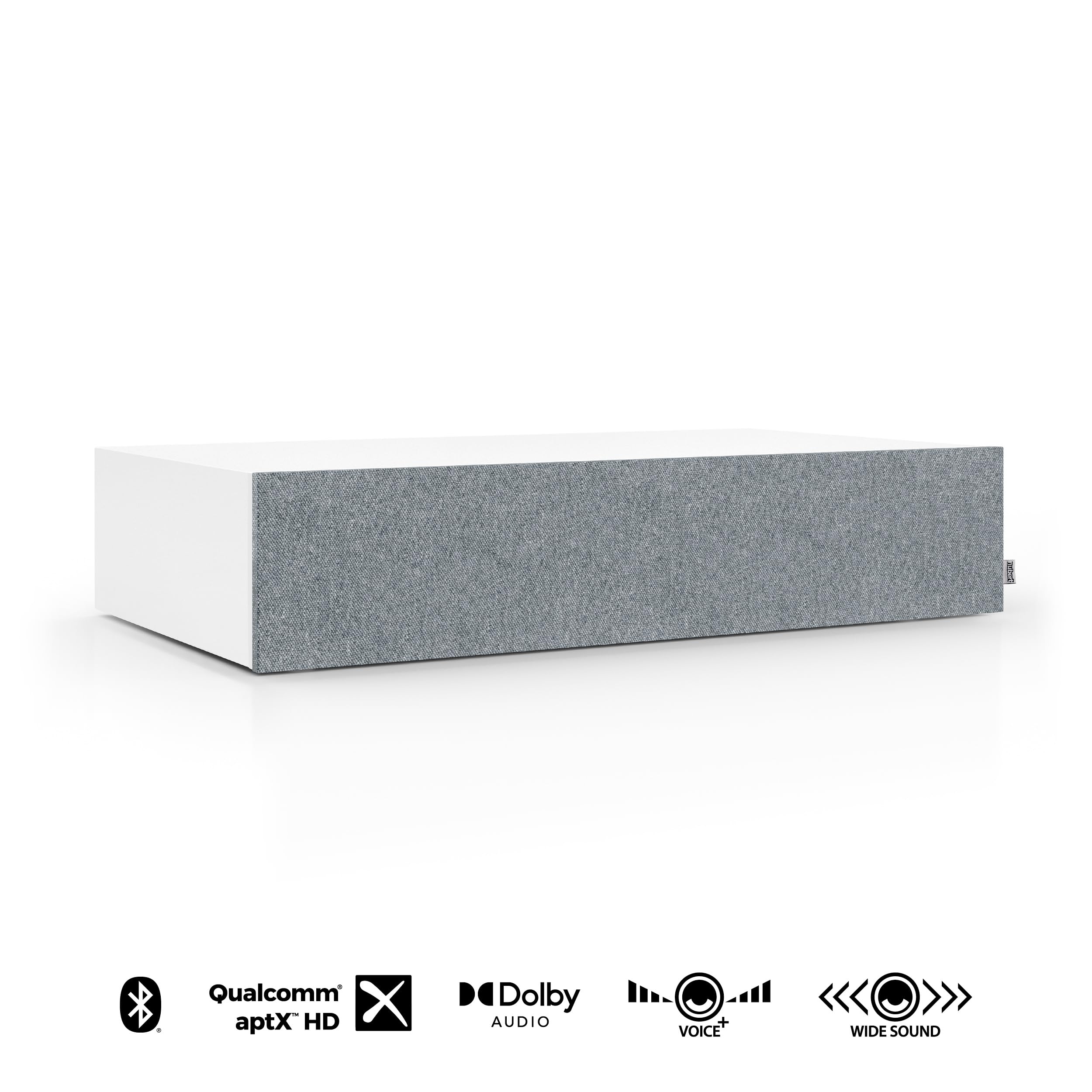 Nubert nuBoxx AS-225 max | Weiße Soundbar mit weißer Front | Stereobar für HiFi | TV-Lautsprecher belastbar bis 50 kg | Soundbase mit Klangregelung | Stereobase für Heimkino | Sounddeck