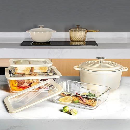 Miniatura 7 de Urban Green Juego de recipientes de vidrio para alimentos con tapa de vidrio, juego de recipientes grandes para preparación de comidas, recipientes