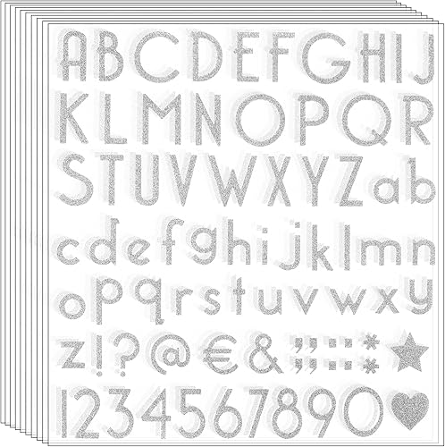 790 piezas de 10 hojas de calcomanías de letras autoadhesivas con purpurina para decoración de aulas, decoración de gorras de graduación,